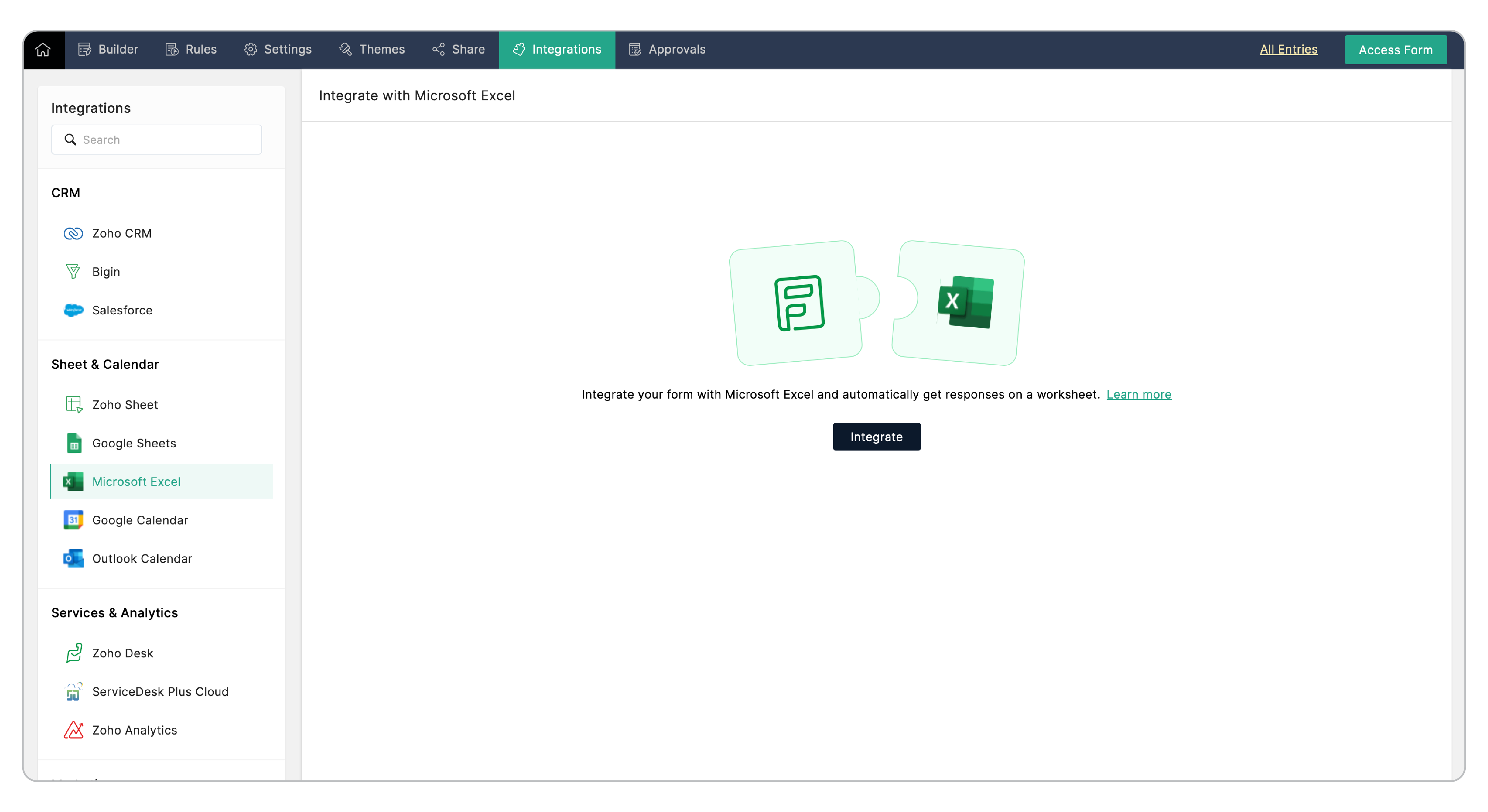 Integrate with Microsoft Excel