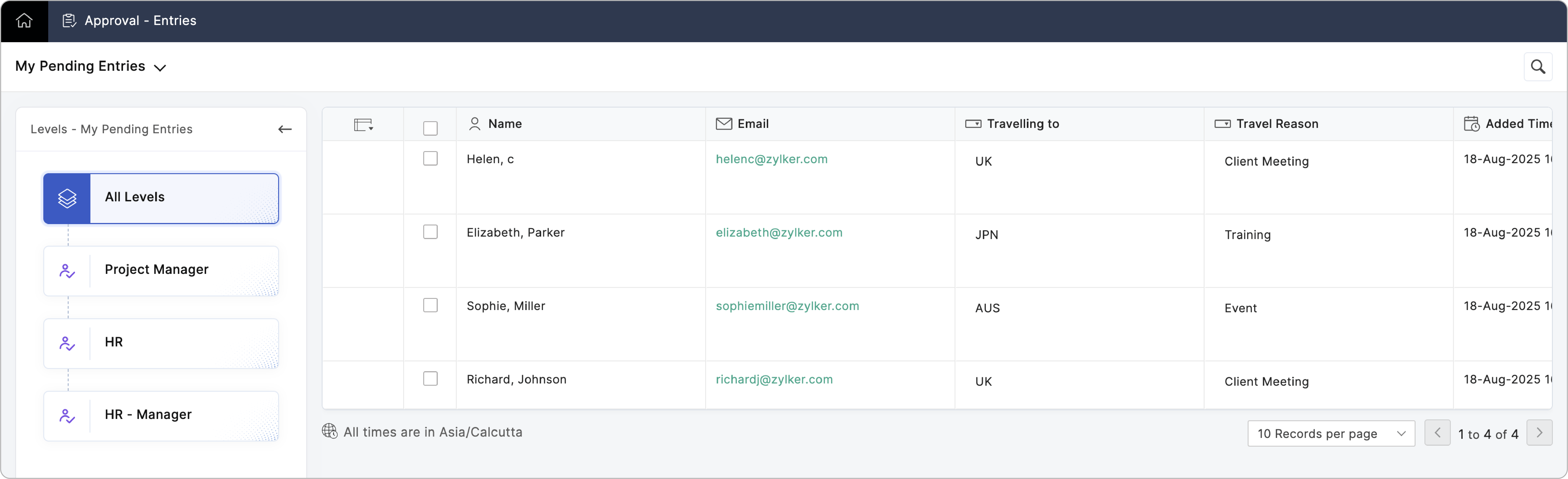 Pending Entries