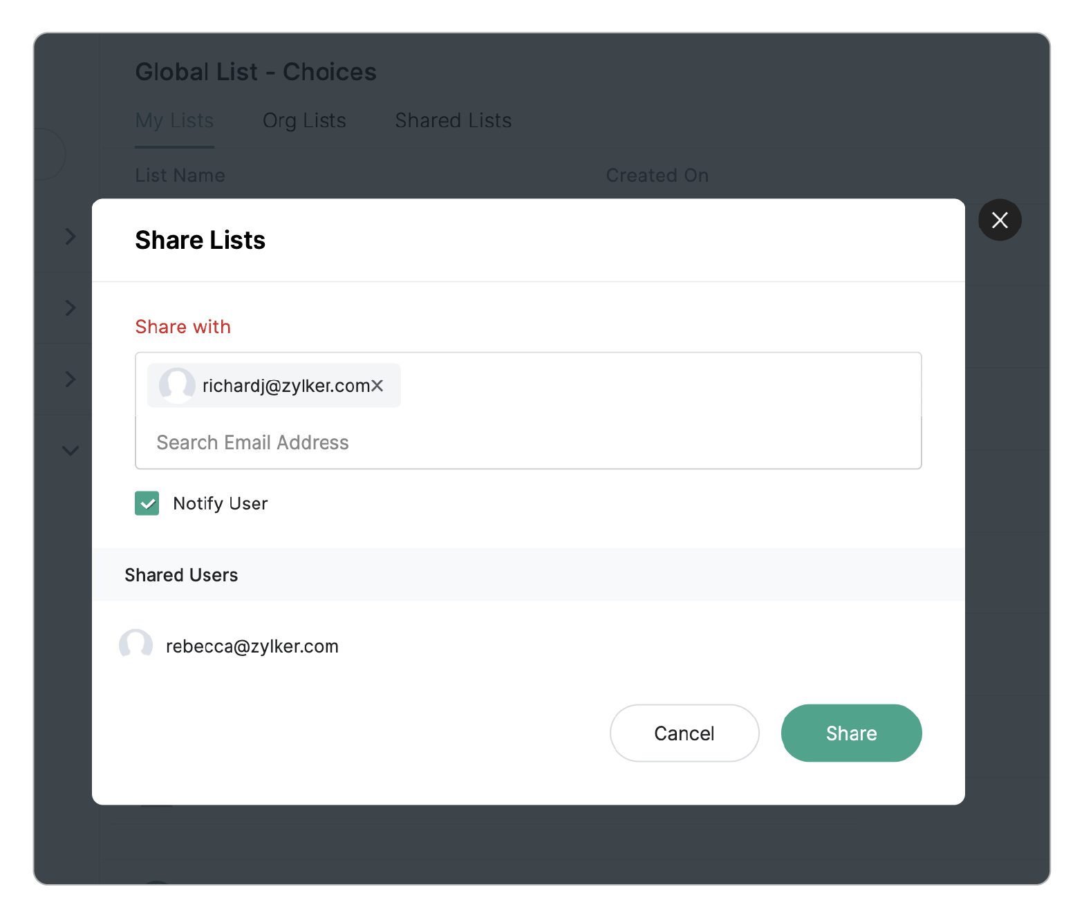 Share Lists