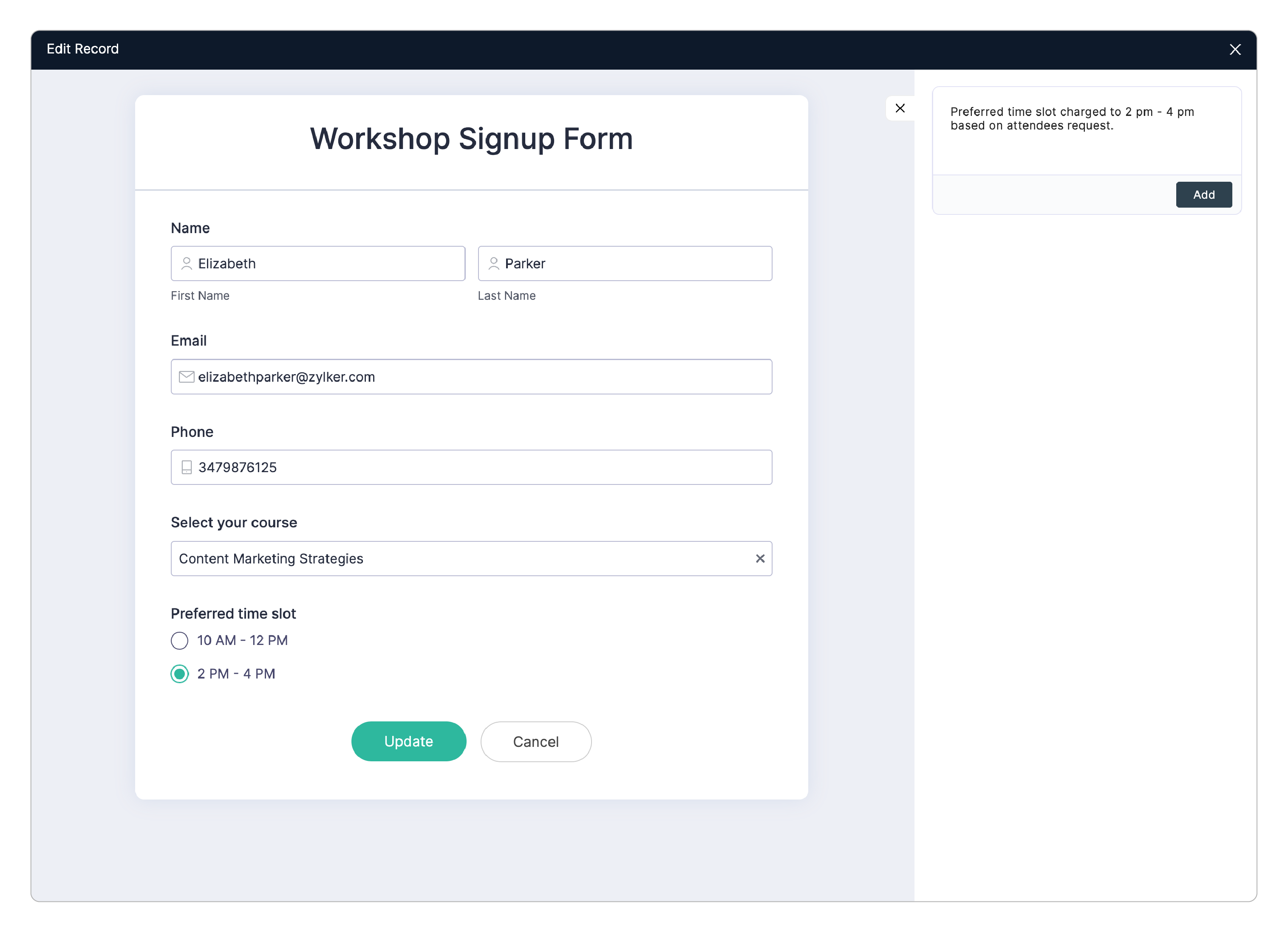 Editing Form Entries