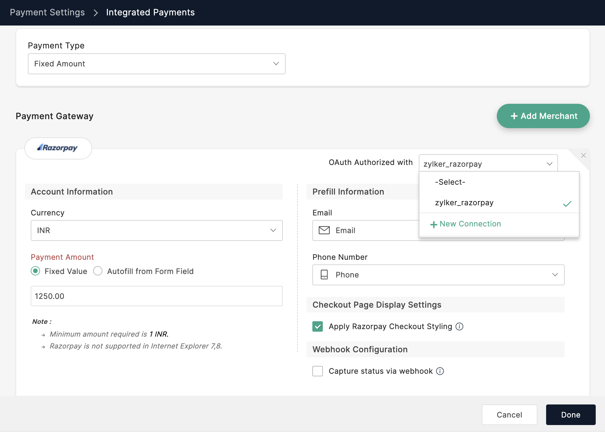 Authorize Razorpay Account