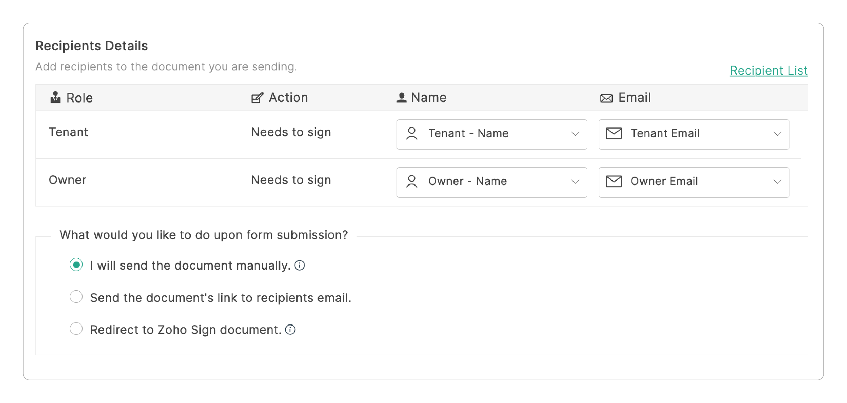 Recipient details