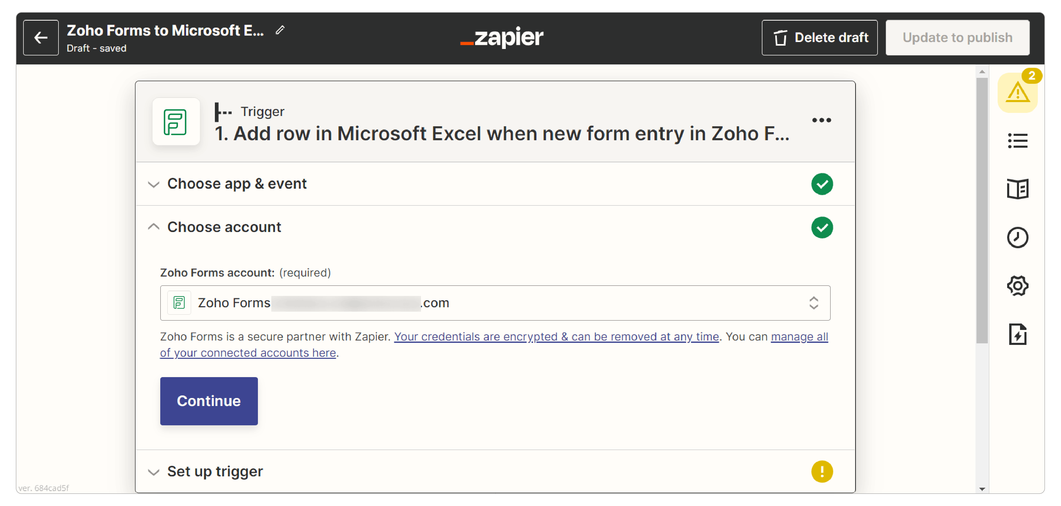 Select Zoho Forms account