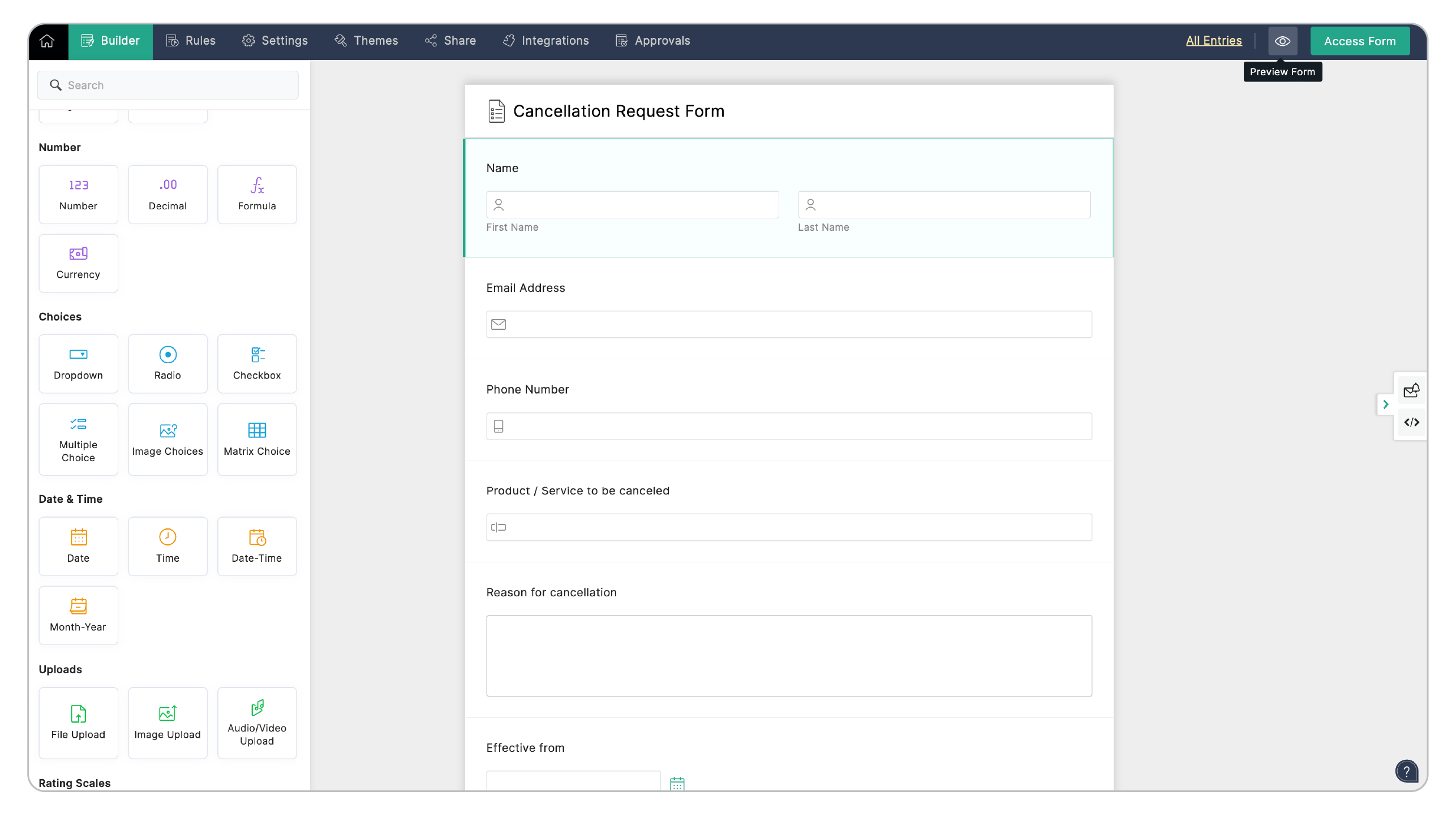 Preview Form