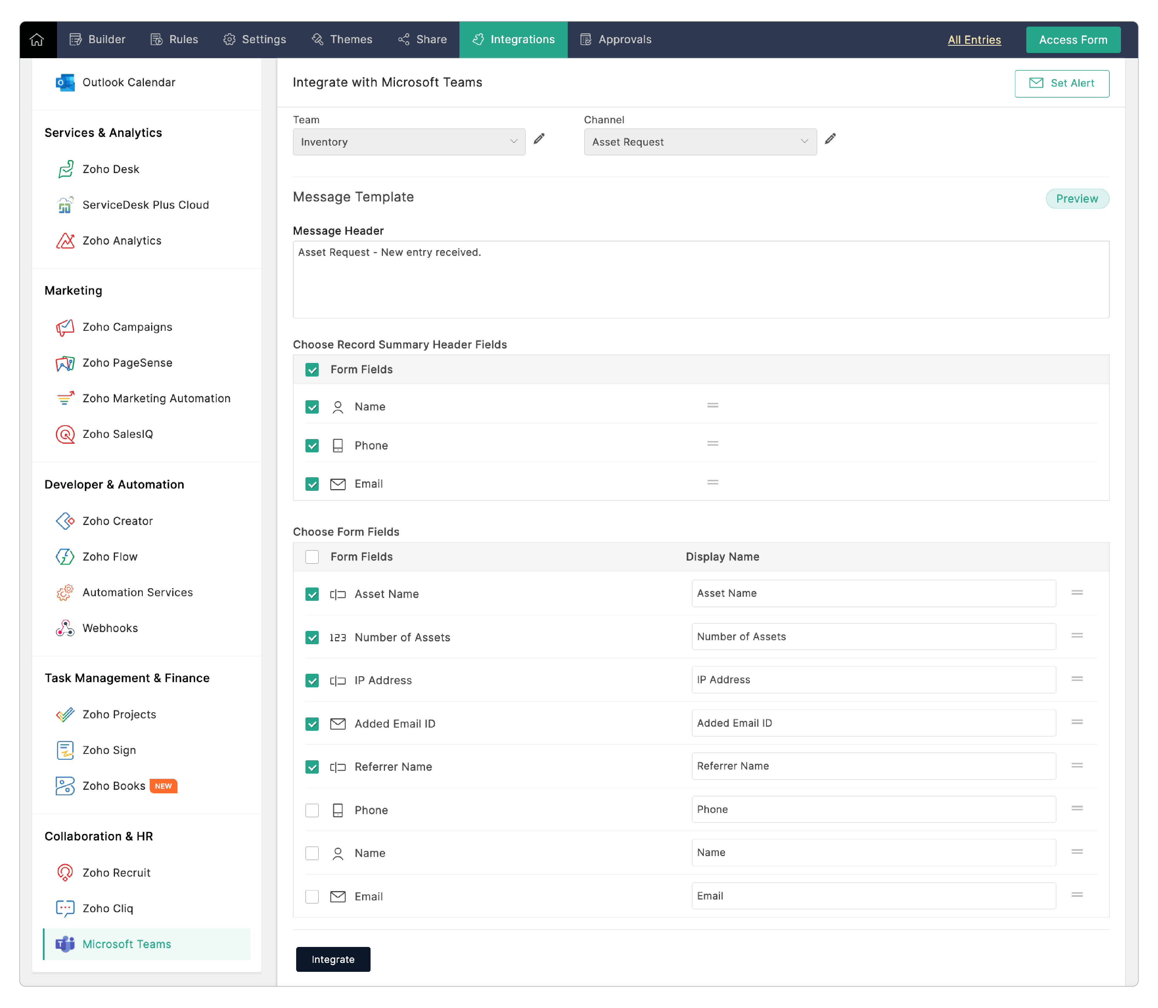 Microsoft Teams Integration setup