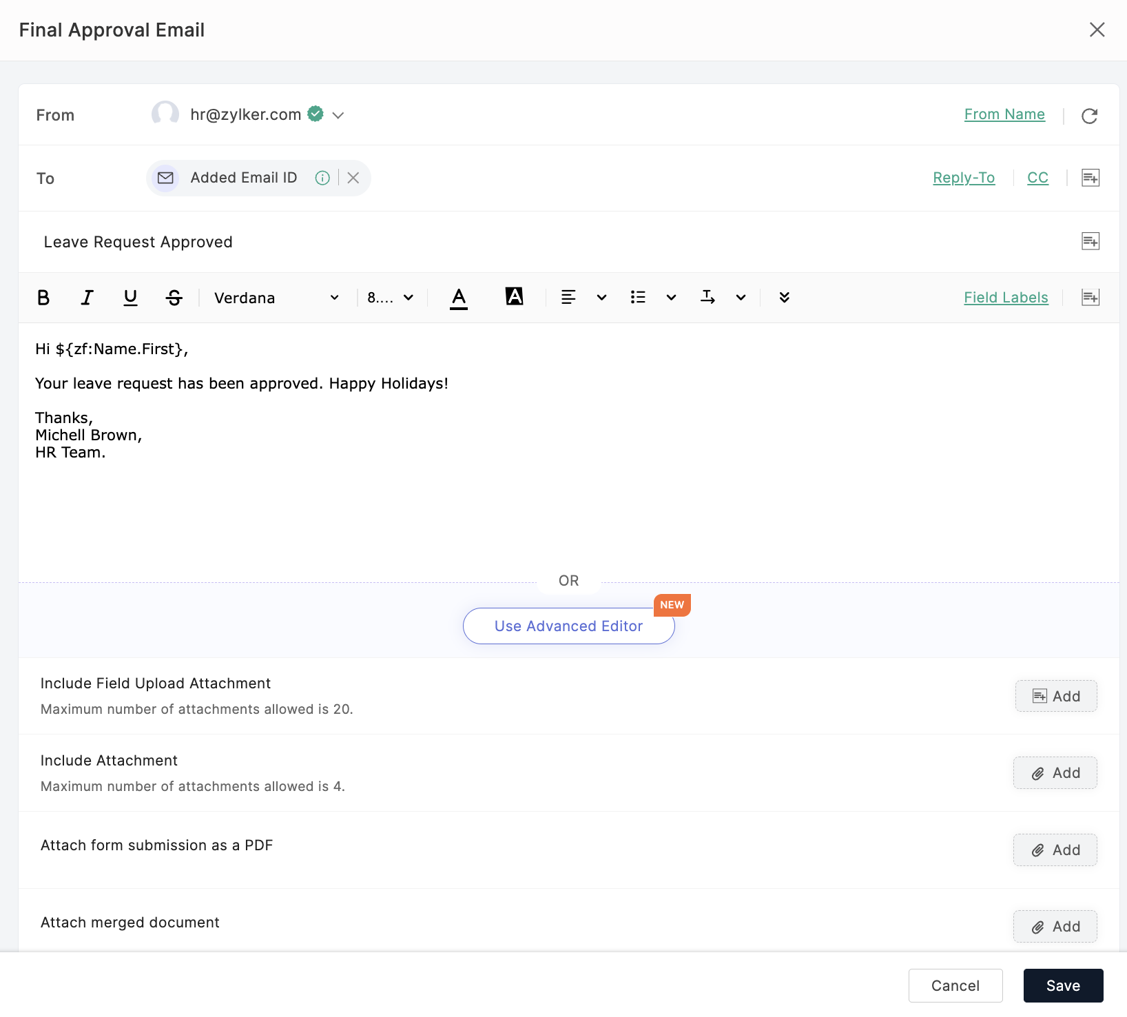 Final Approval Email