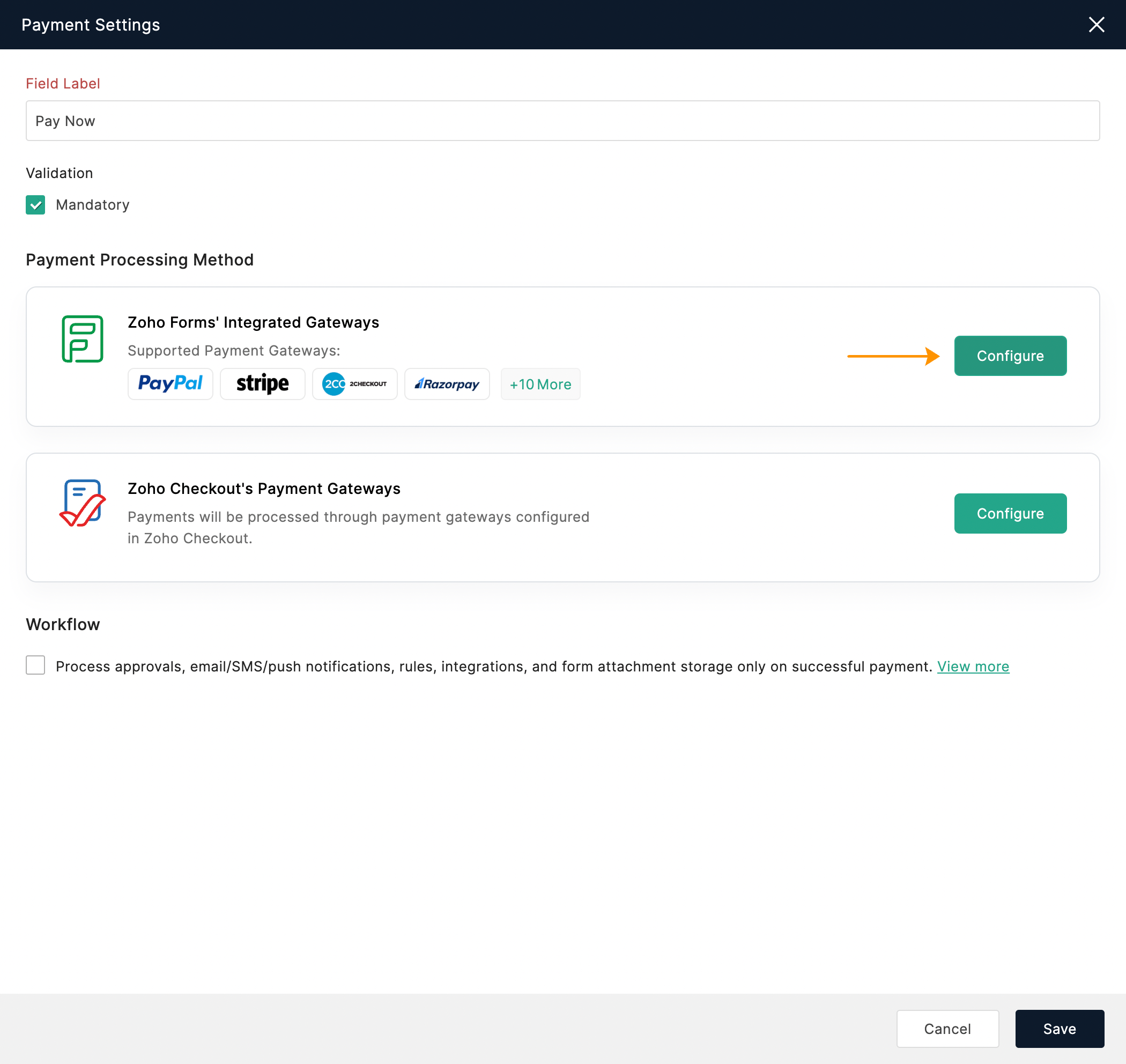 Click Configure