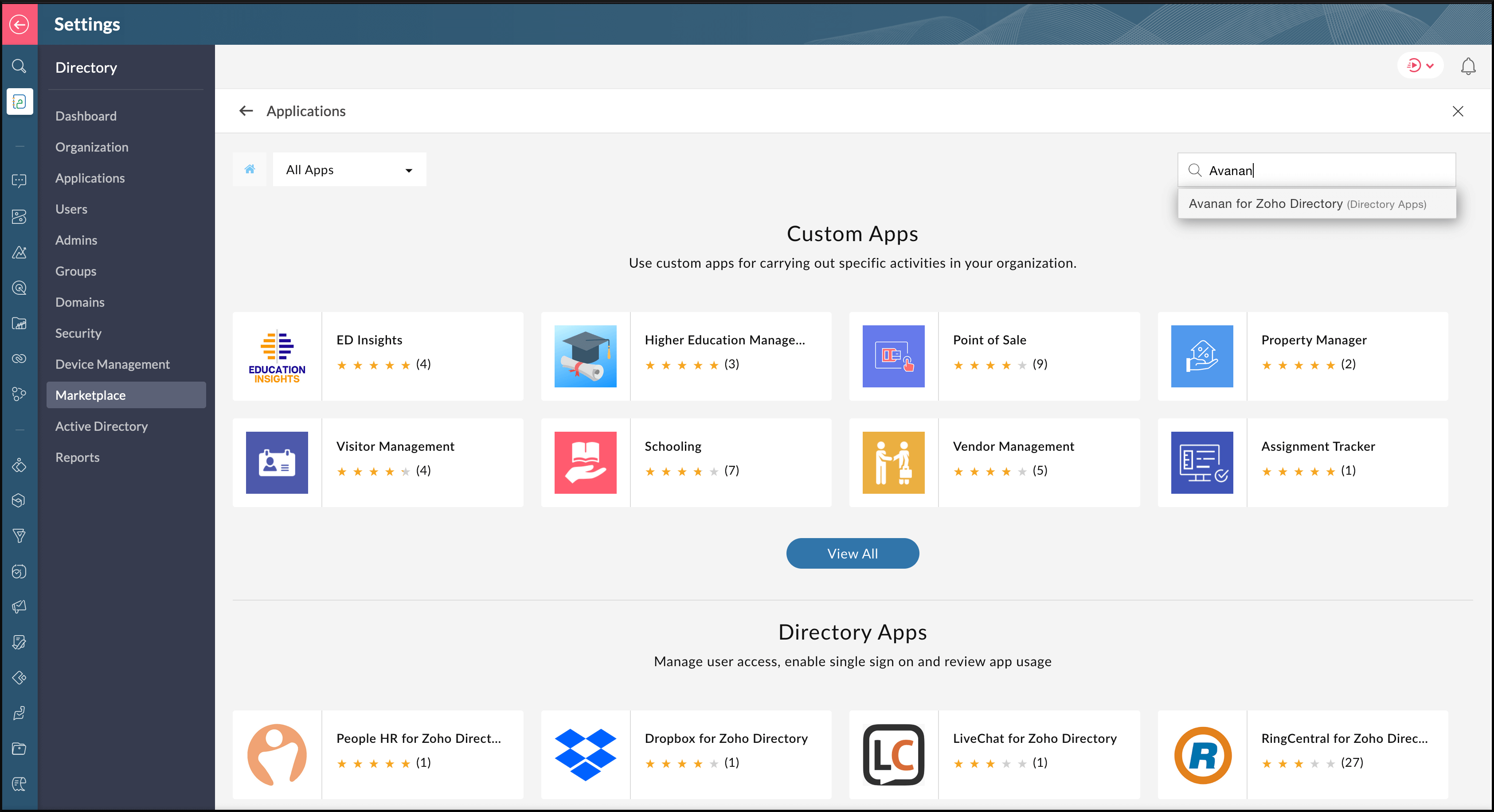 Directory Apps - Avanan | Marketplace Installation Guides - Zoho One