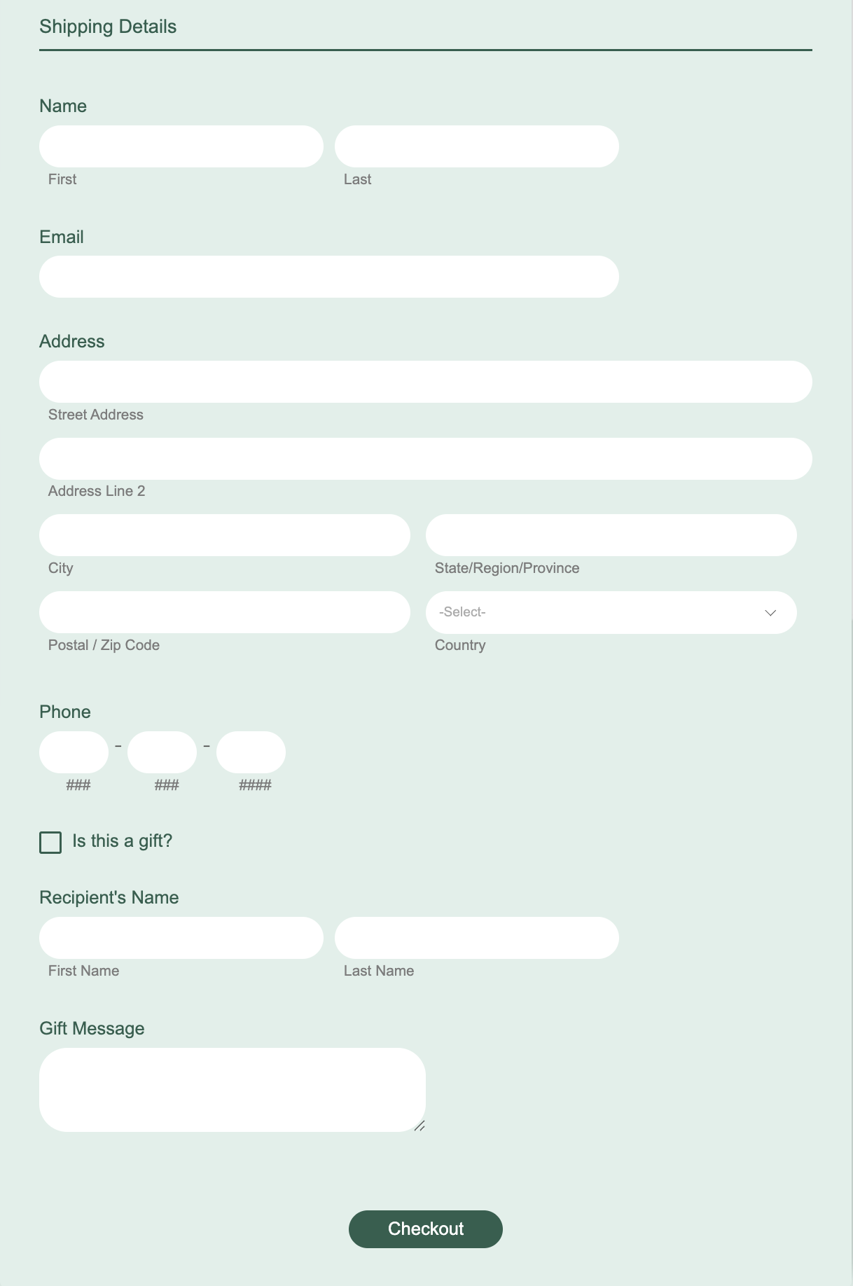 E-commerce checkout form 