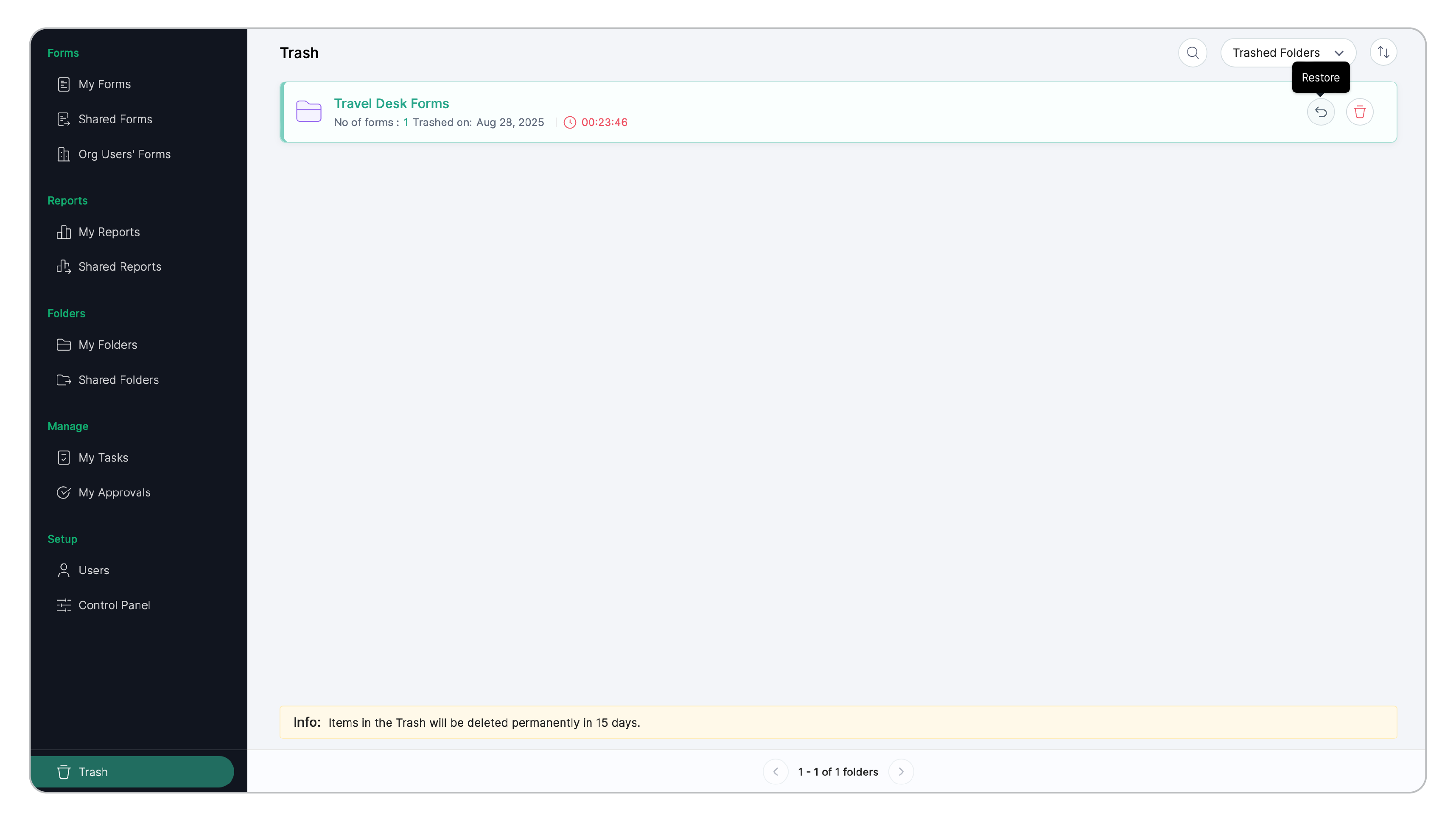 Restore folder