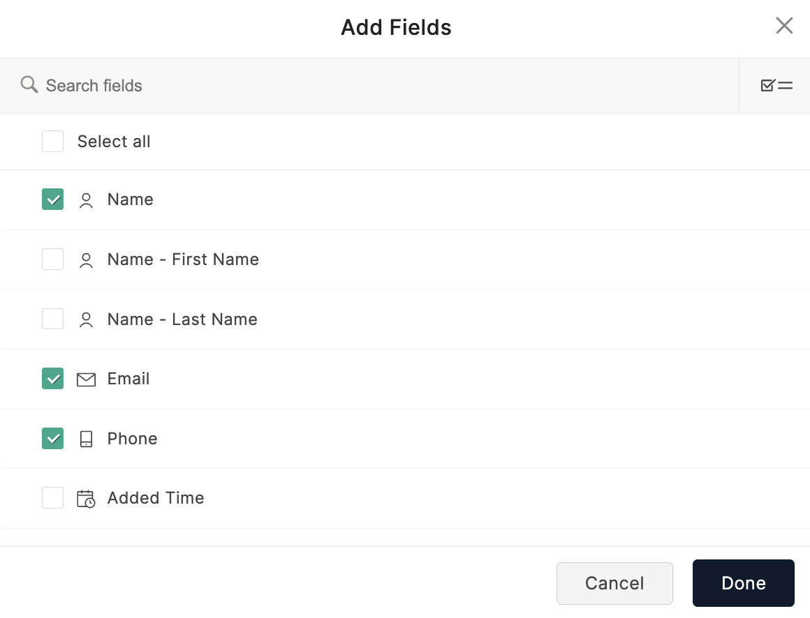 Selecting fields for Summary Table