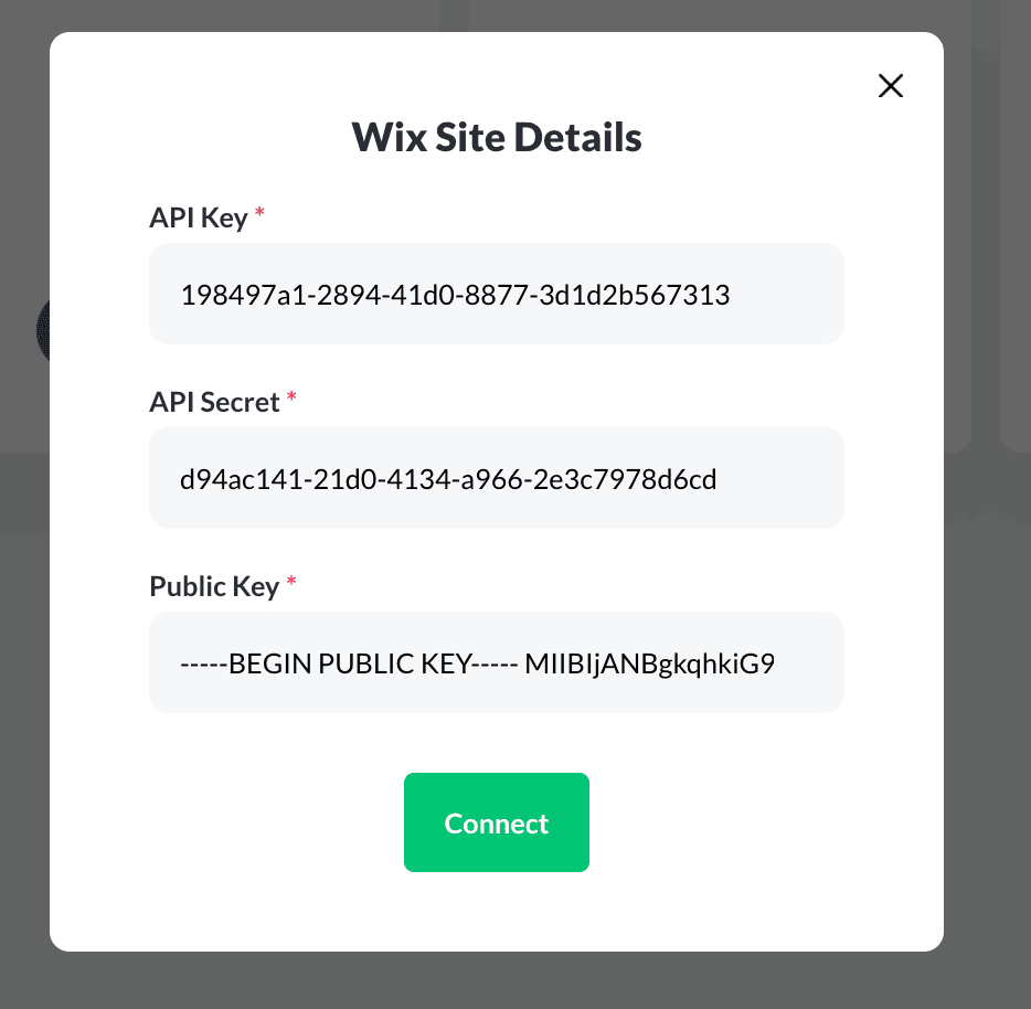 Connecting Wix Site in Zoho Thrive