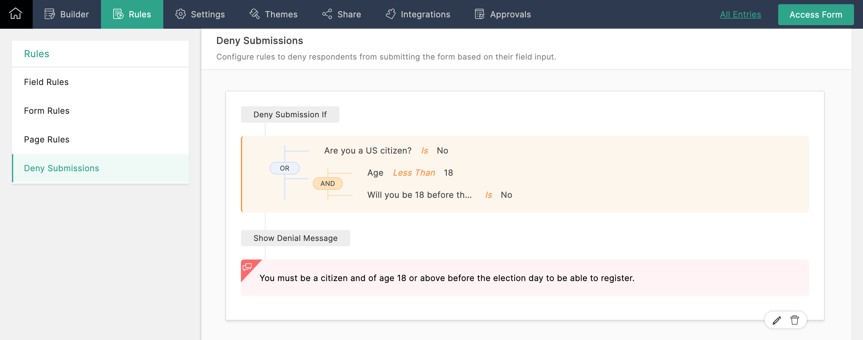 Rule summary