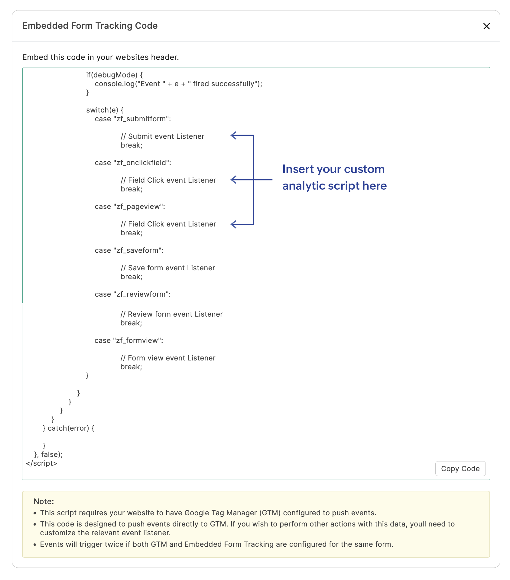 Embedded Form Tracking Code