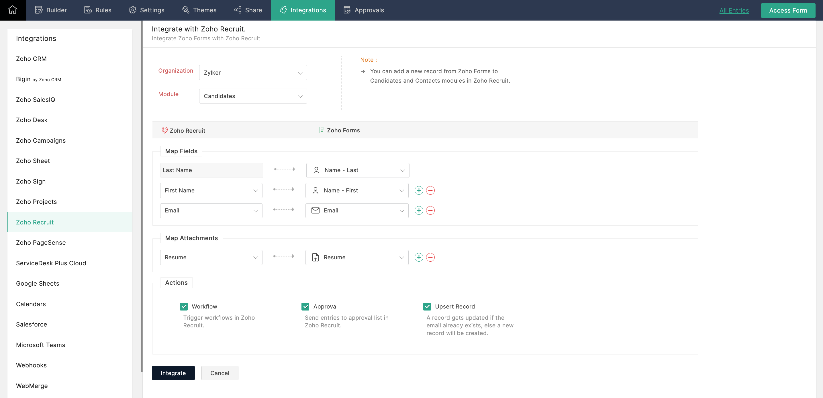 Zoho Recruit Integration | Zoho Forms - User Guide