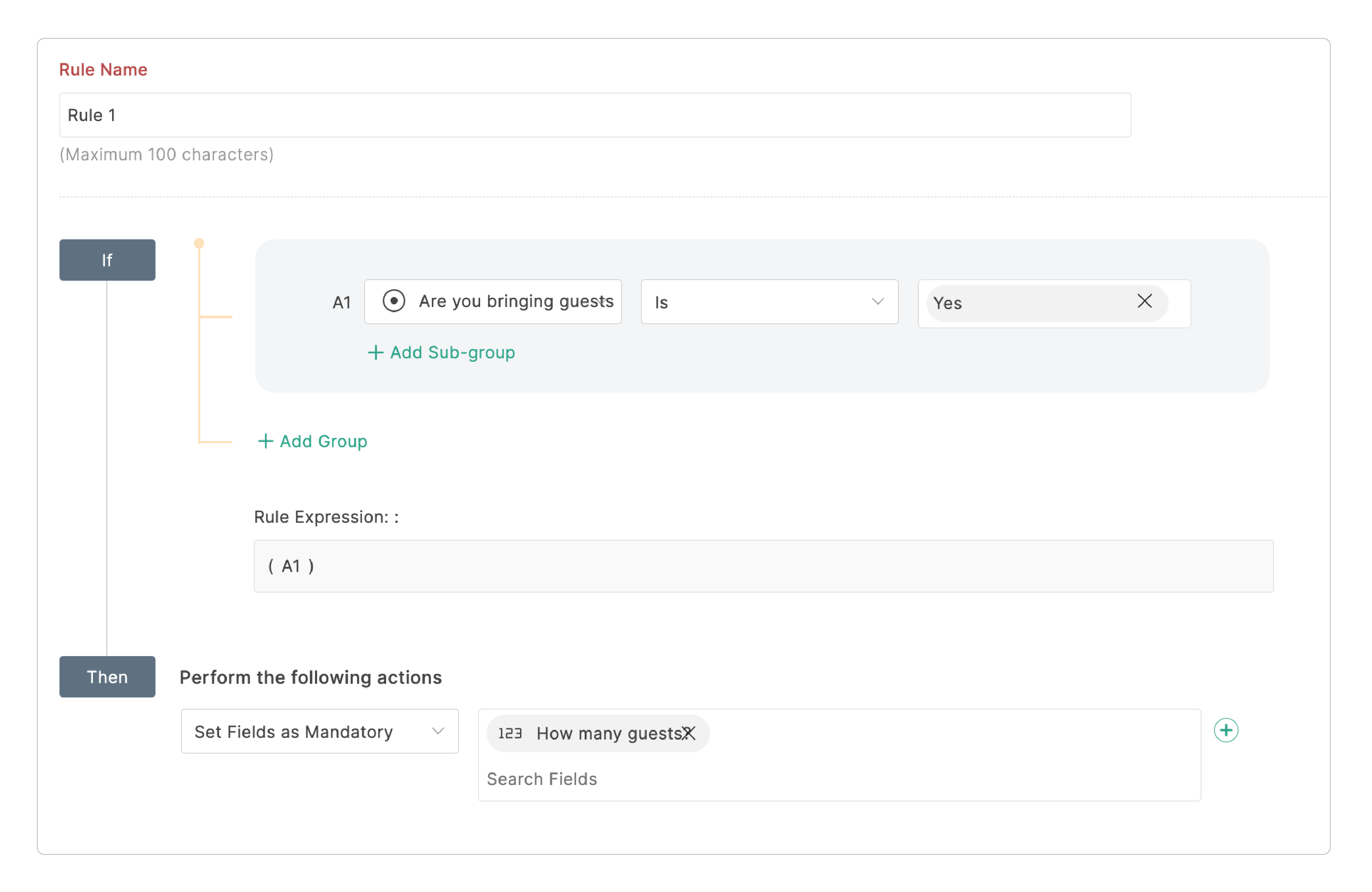 Set Fields as Mandatory with conditional rules