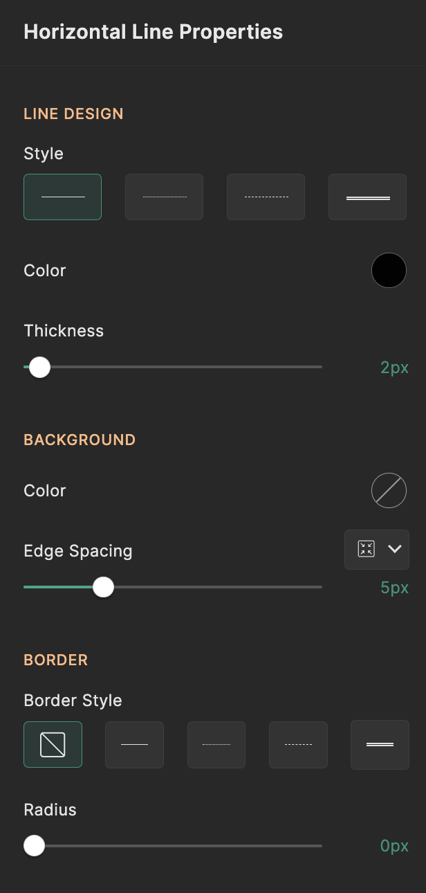 Horizontal Line Properties