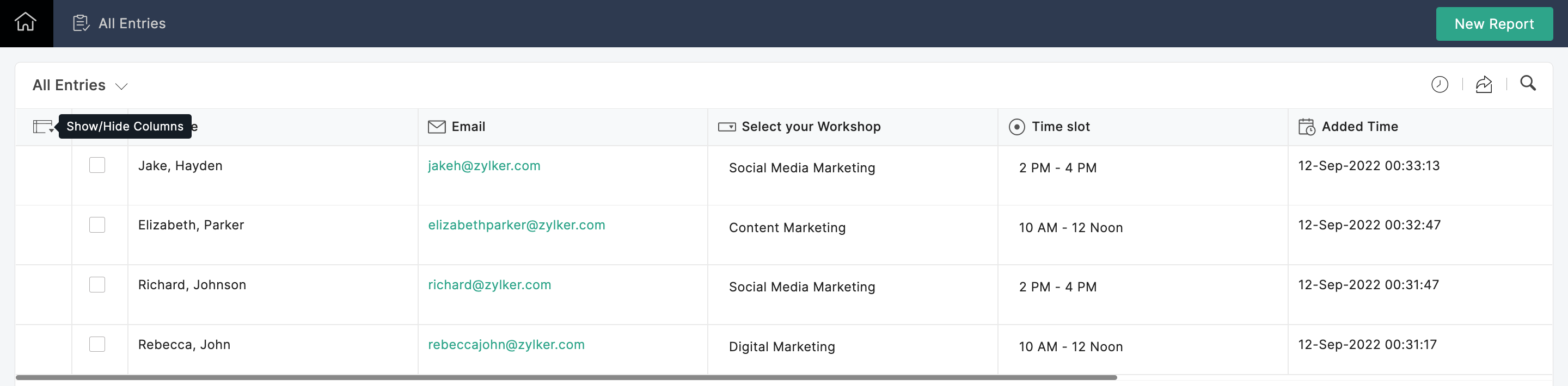 Form Entries | Viewing Form Entries - Zoho Forms