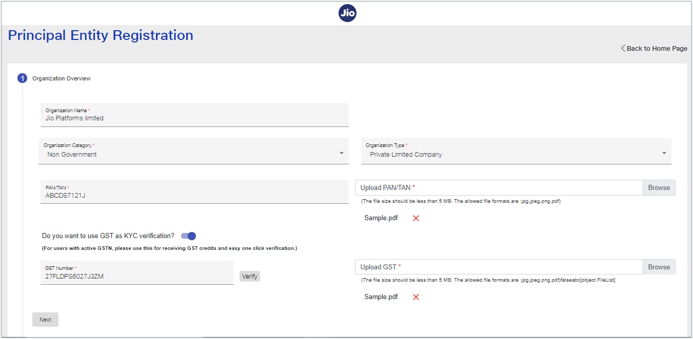 Jio organization details