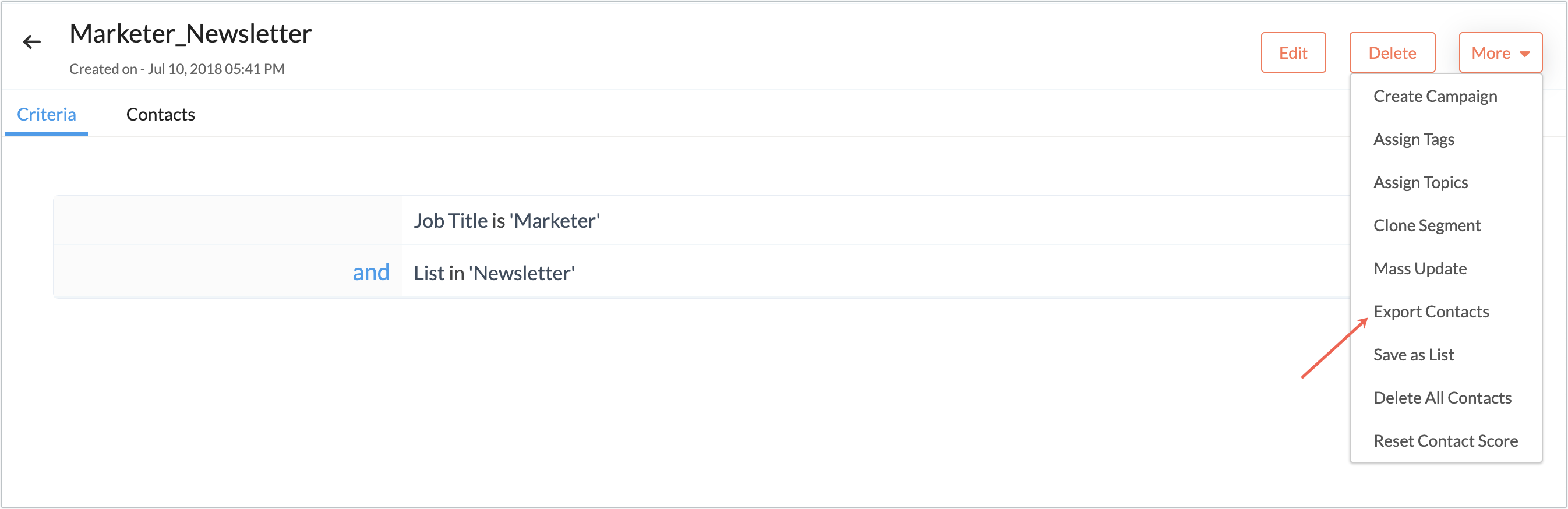 export contacts
