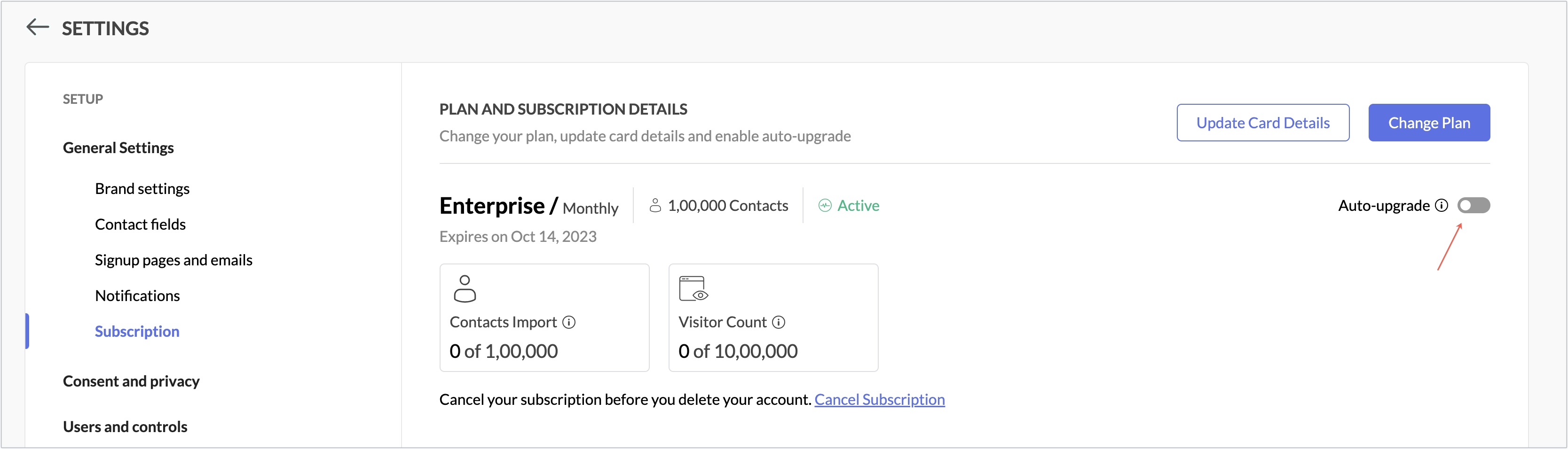 auto upgrade toggle