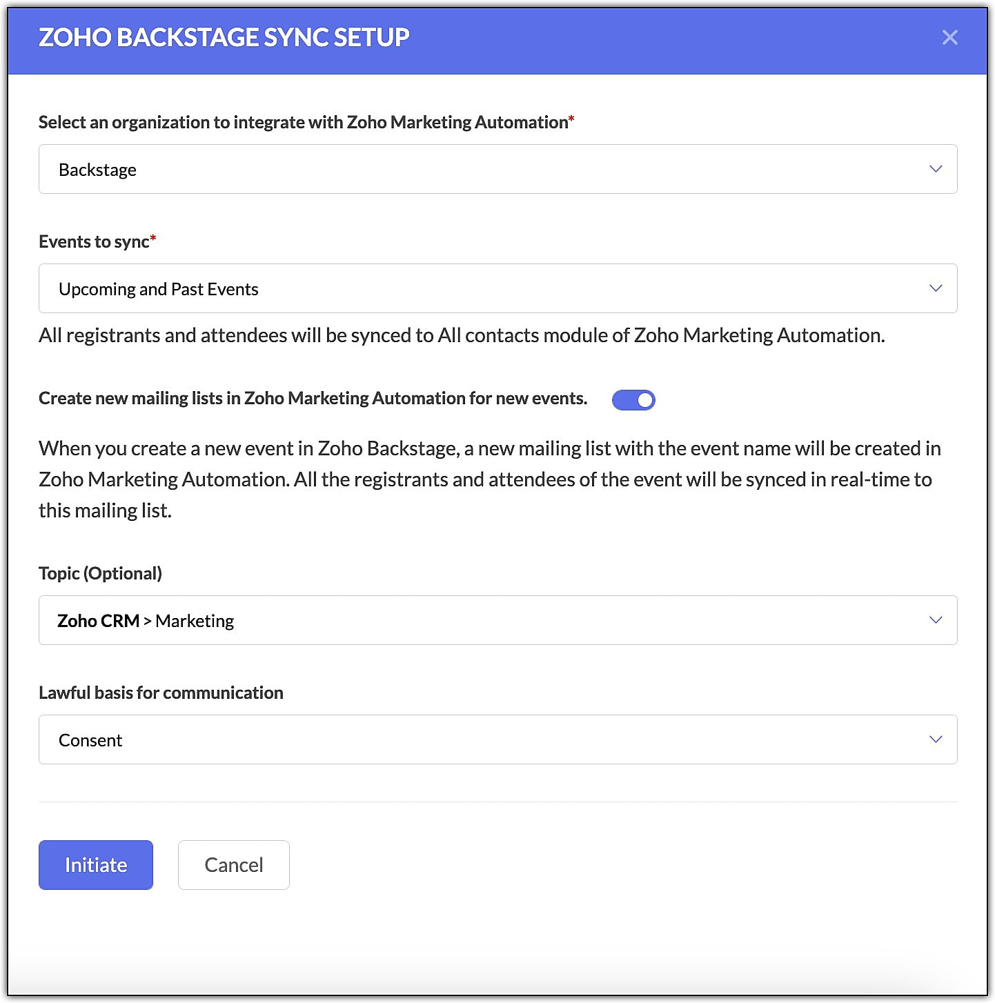 Integrate with Zoho Backstage