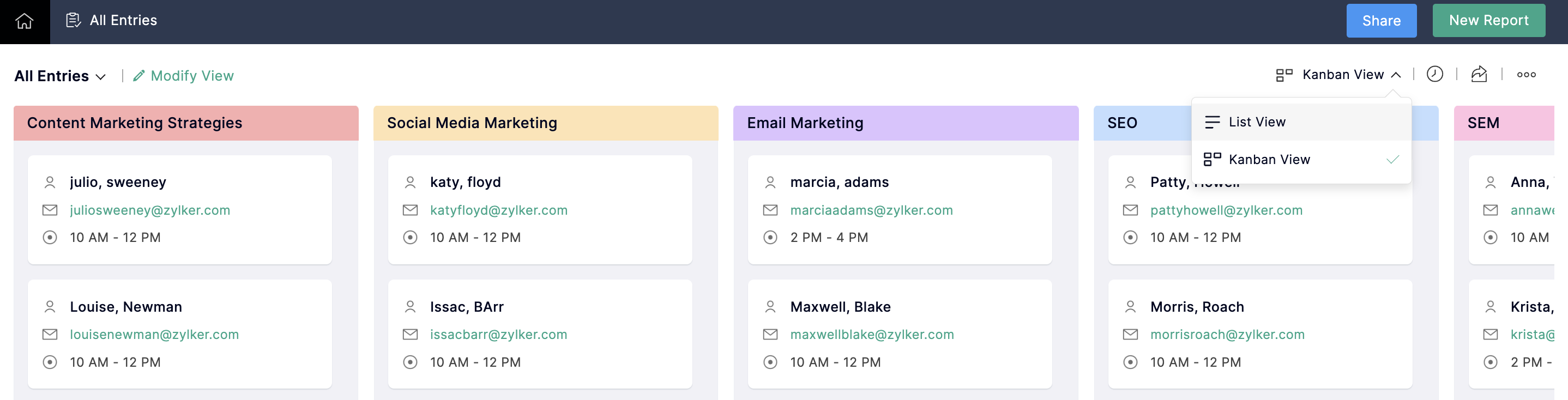 Switching from kanban to list view