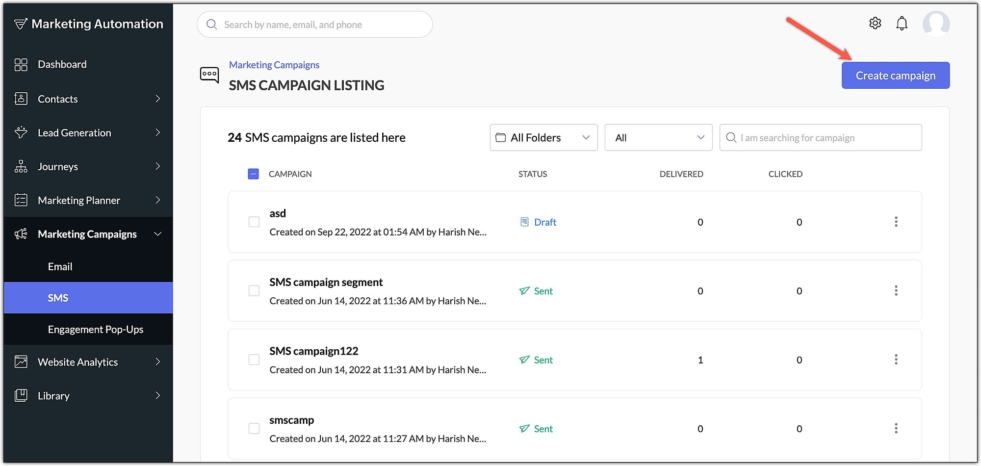 Create SMS campaign