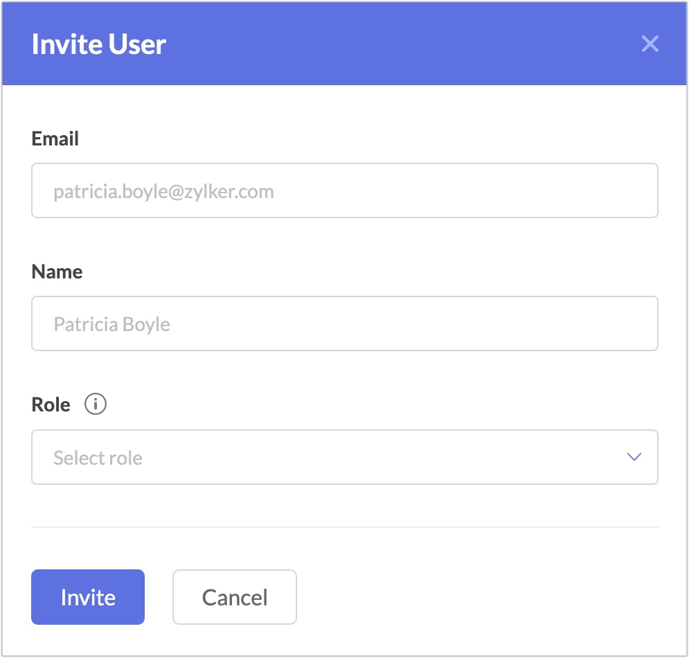 Invite User popup