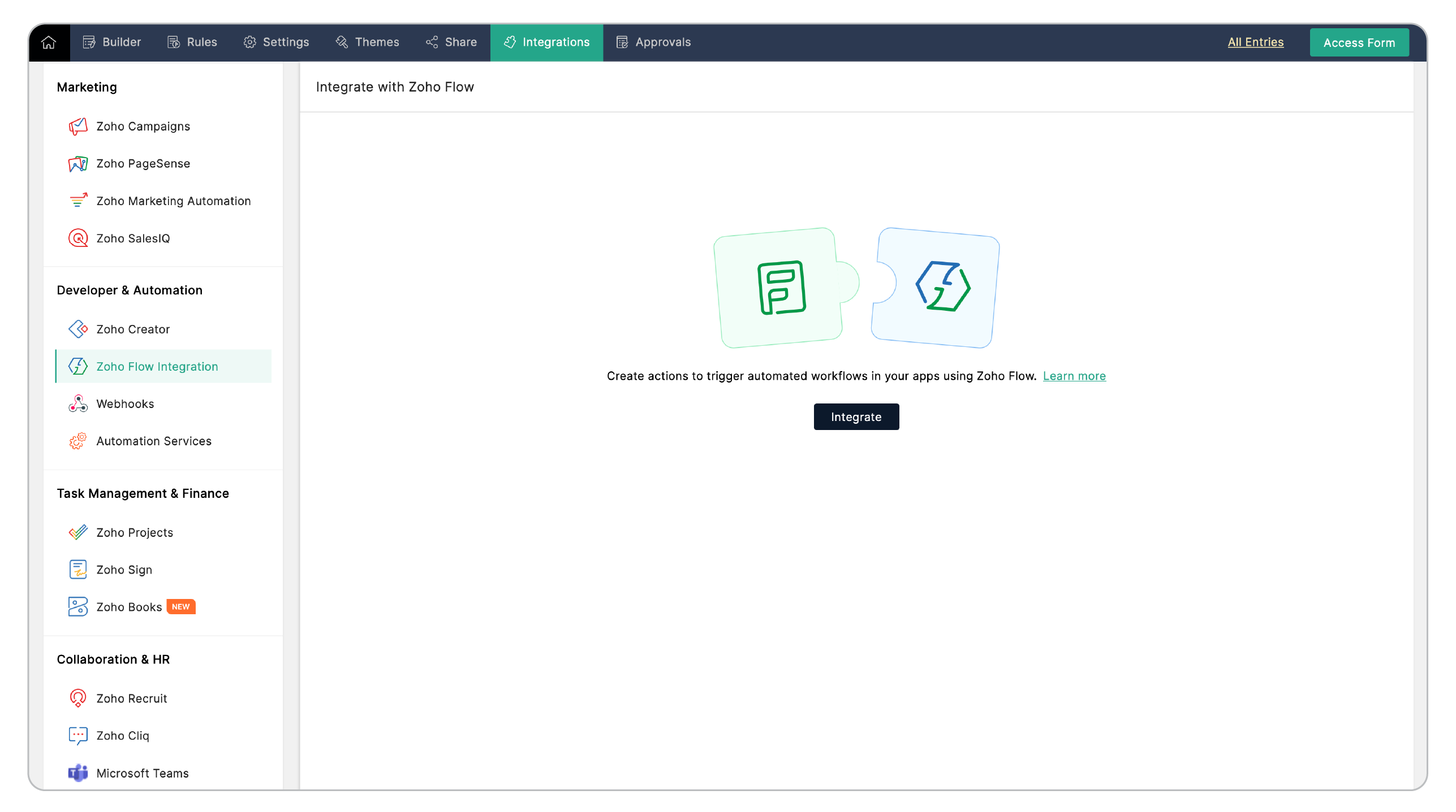 Integrate with Zoho Flow