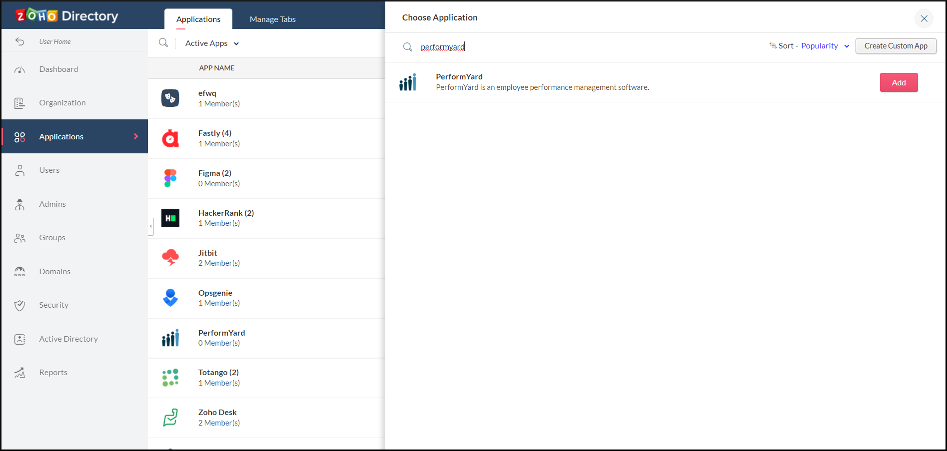 PerformYard for Zoho Directory