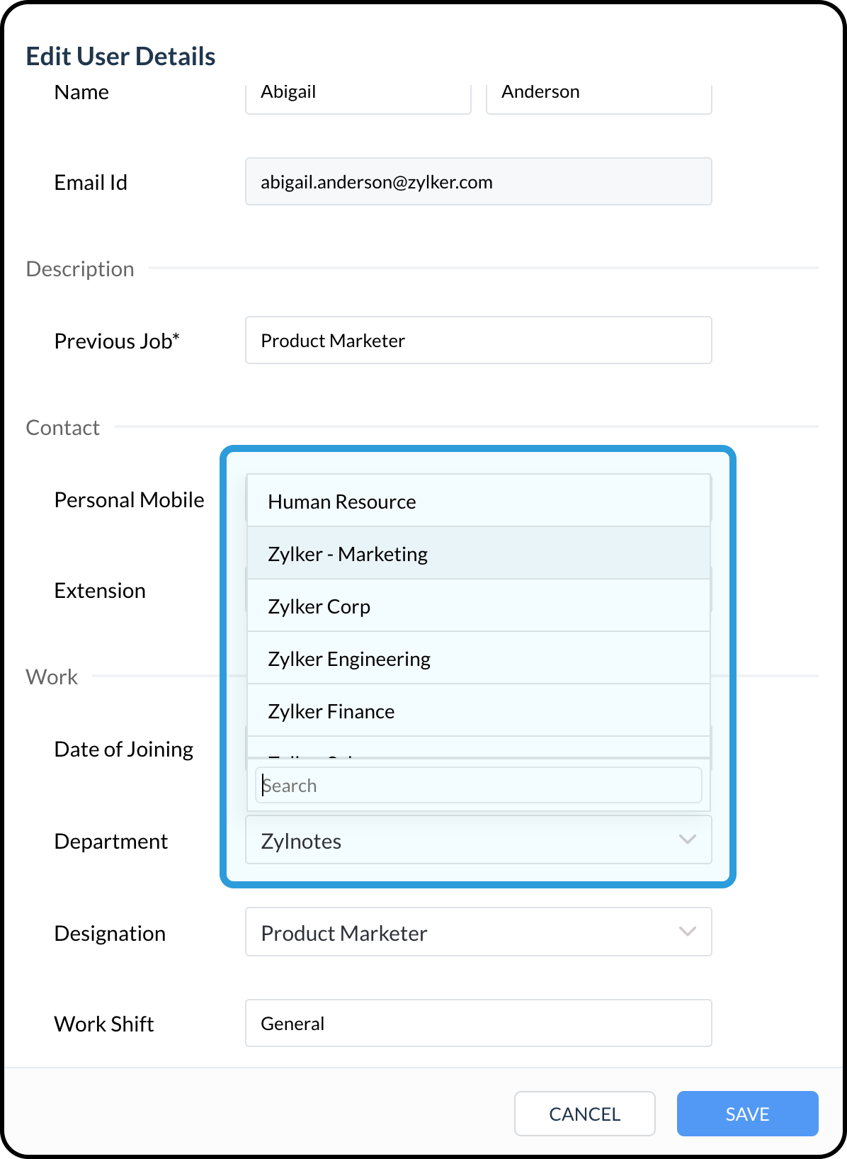 select-department-for-user