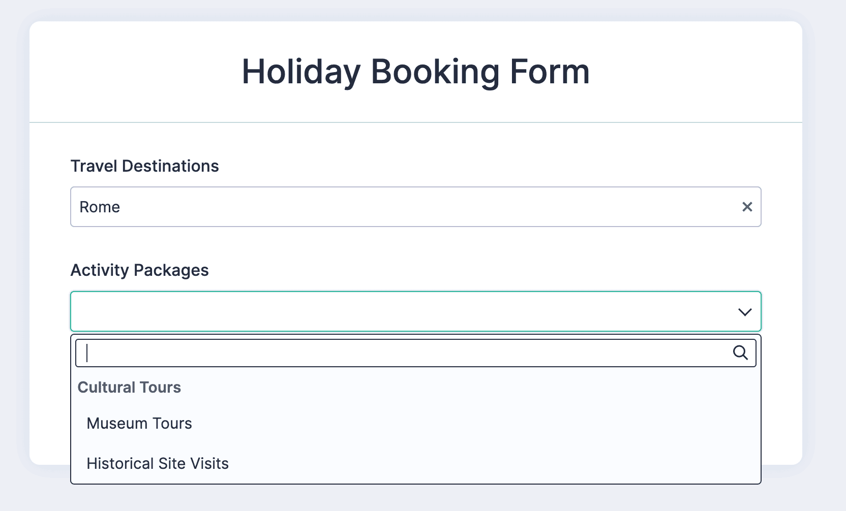 Holiday Booking Form