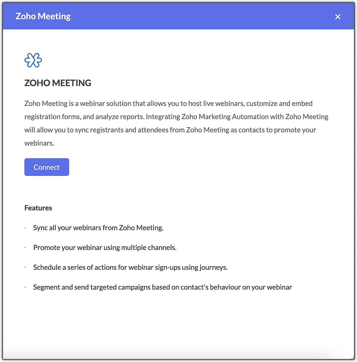 Zoho Meetingに接続する