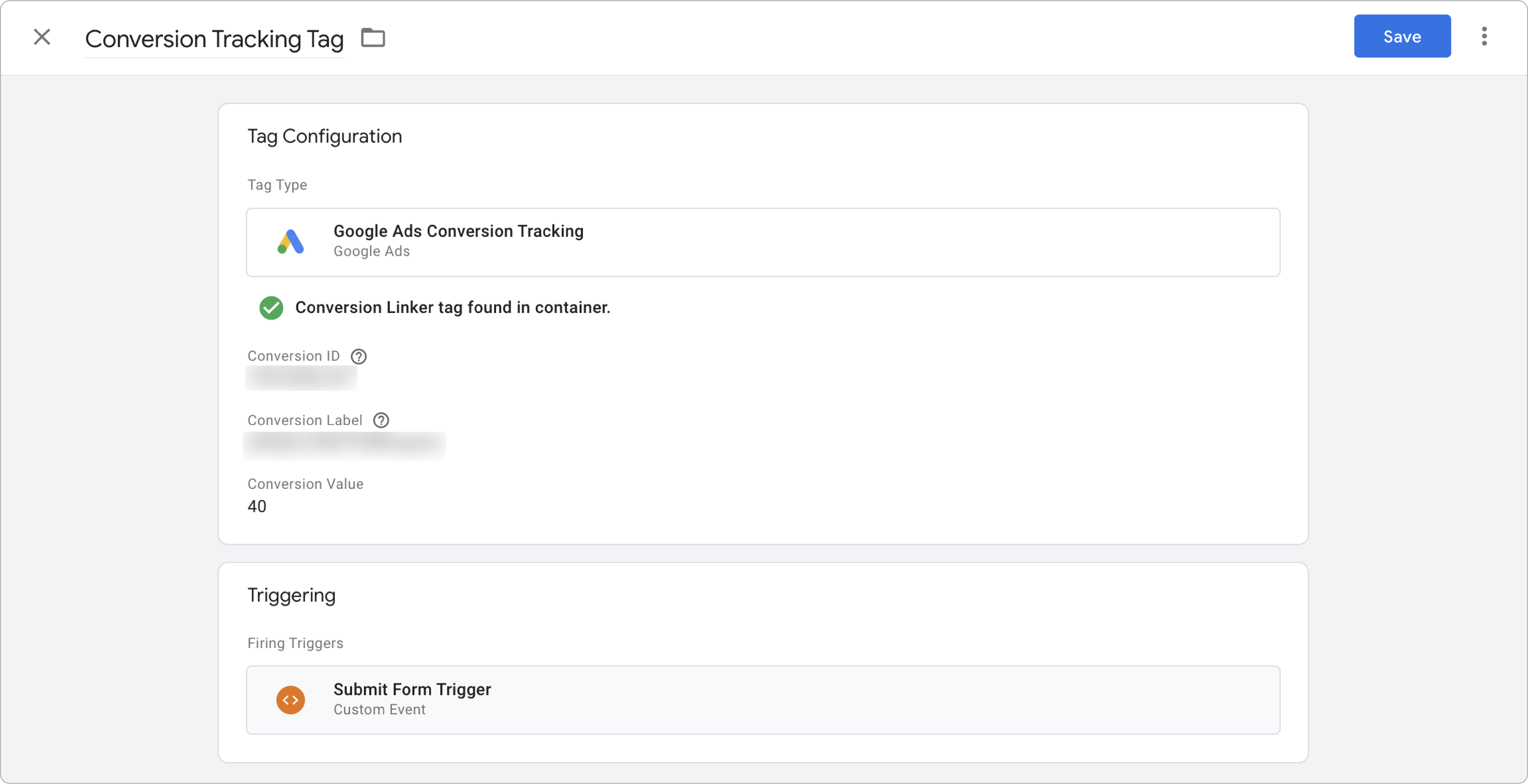 Conversion Tracking tag
