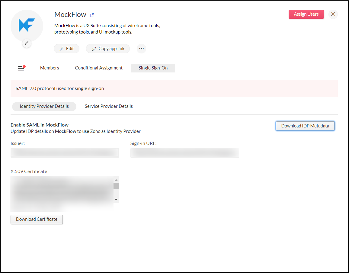 MockFlow SSO details
