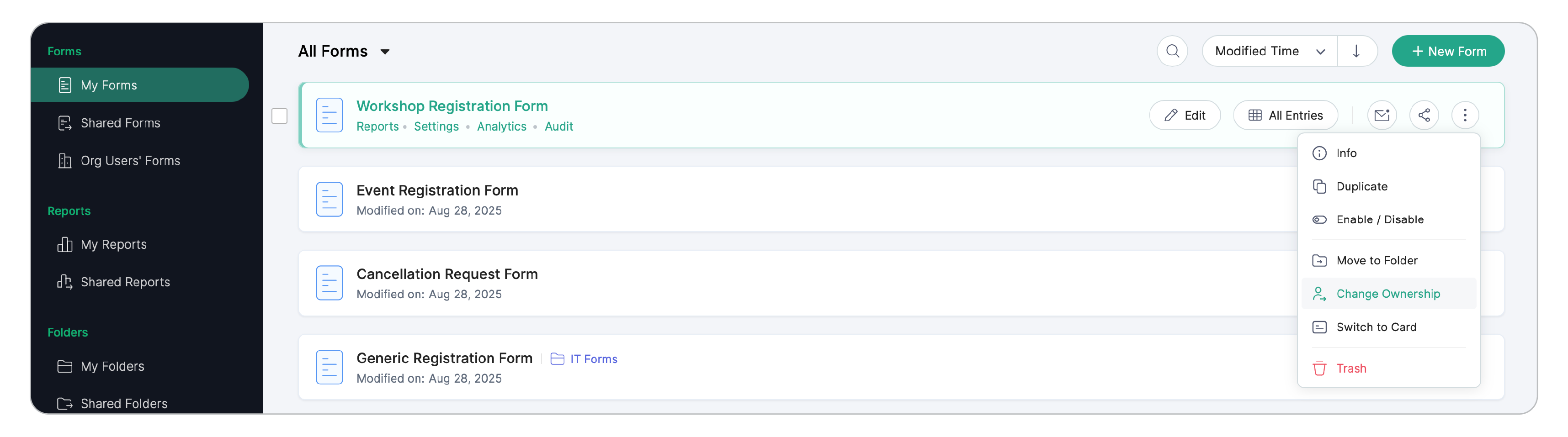 Click Change Ownership