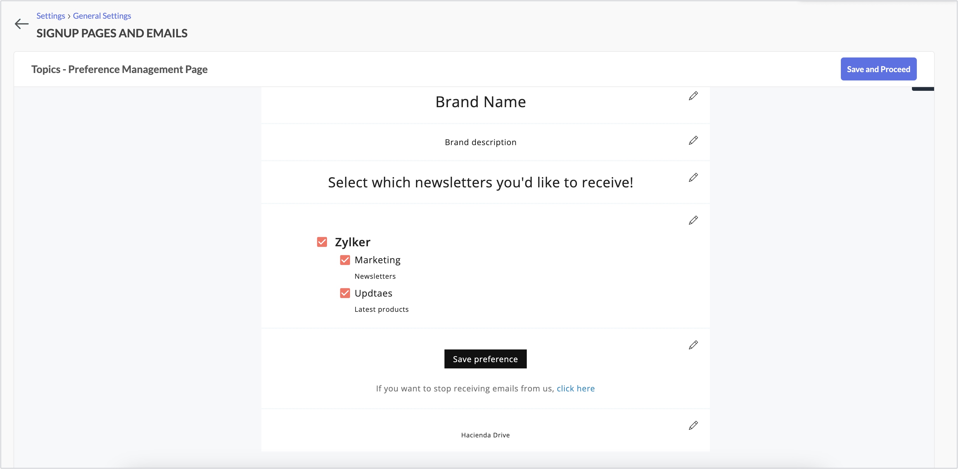 save changes in Topics Preference Management