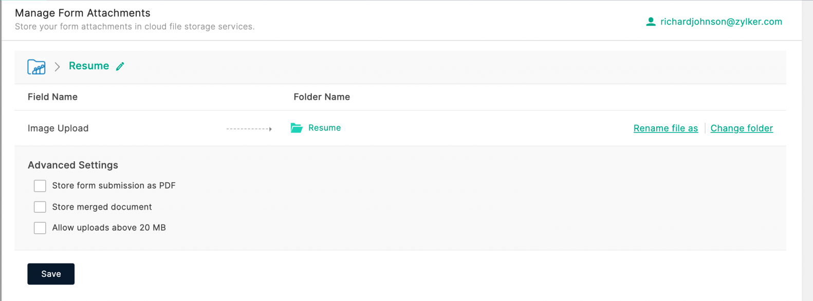 Manage form attachments manually