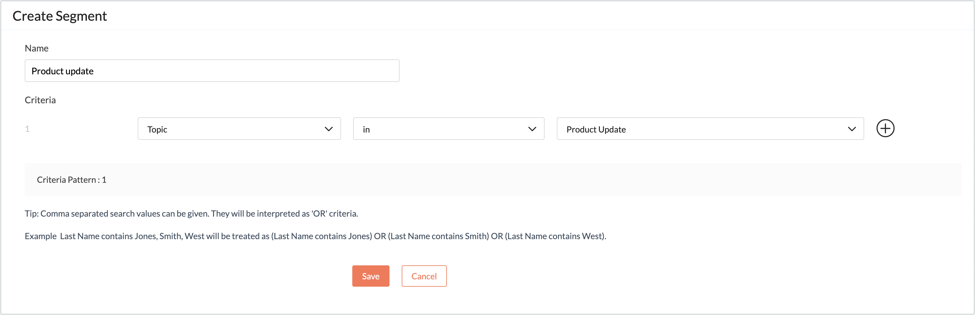 segment with topic criteria