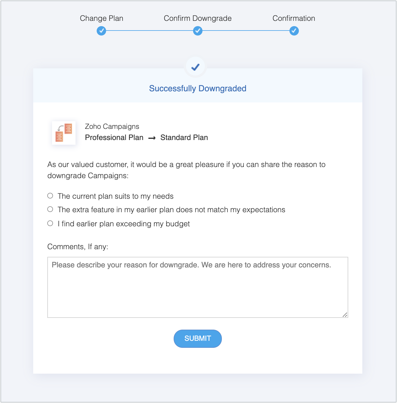 downgrade feedbacks