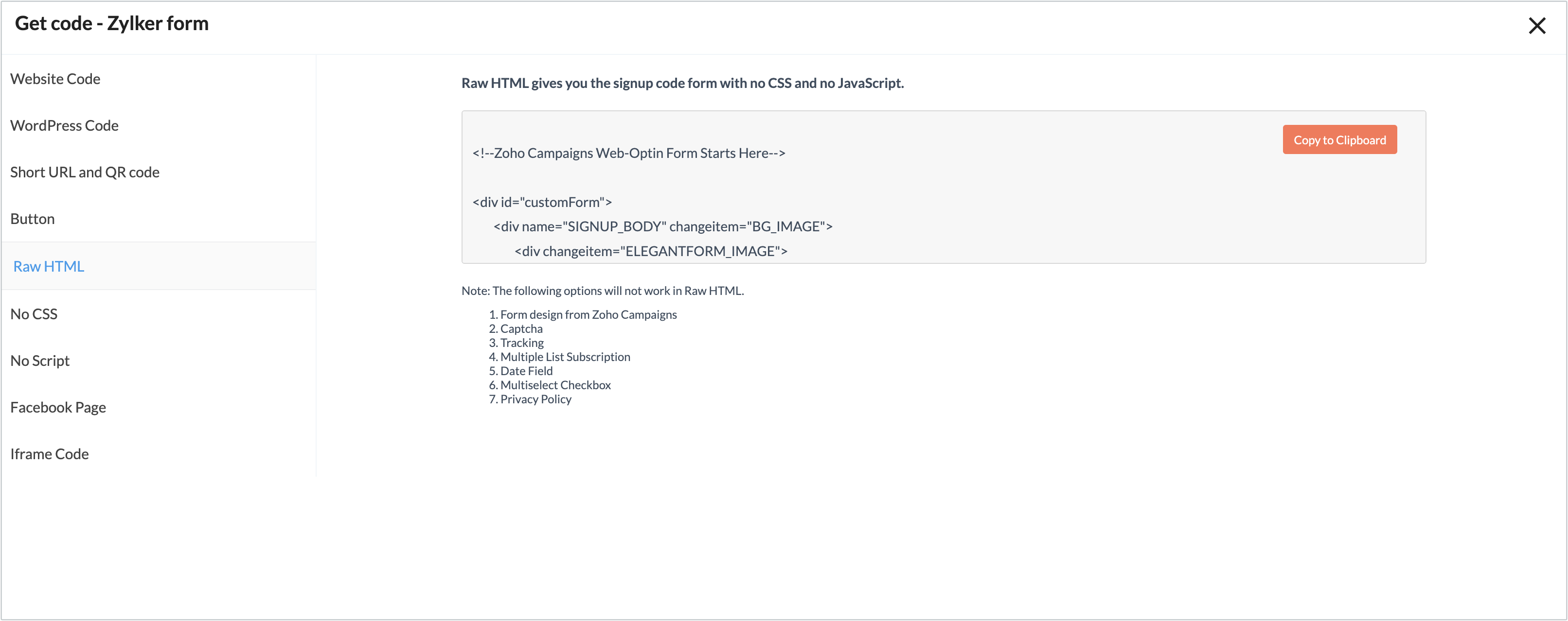 raw html code
