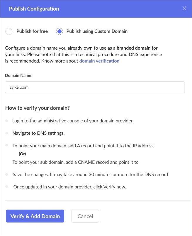 verify and add domain