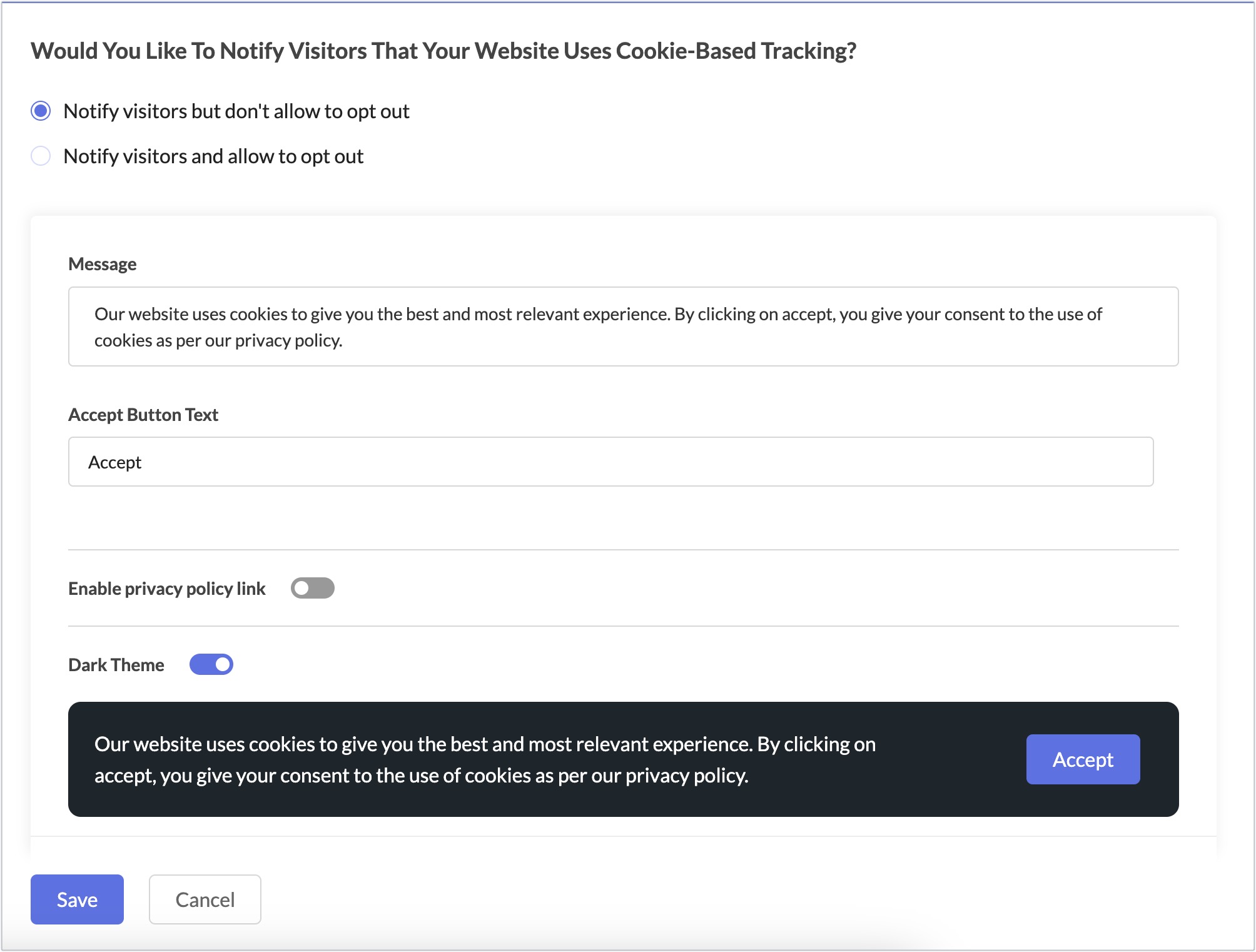 edit cookie-based setting