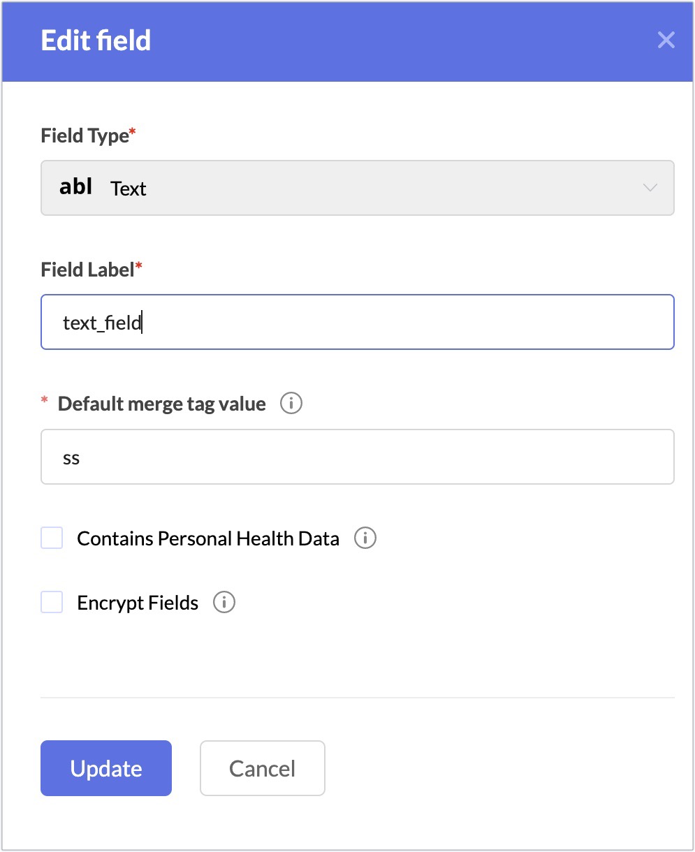 edit field popup