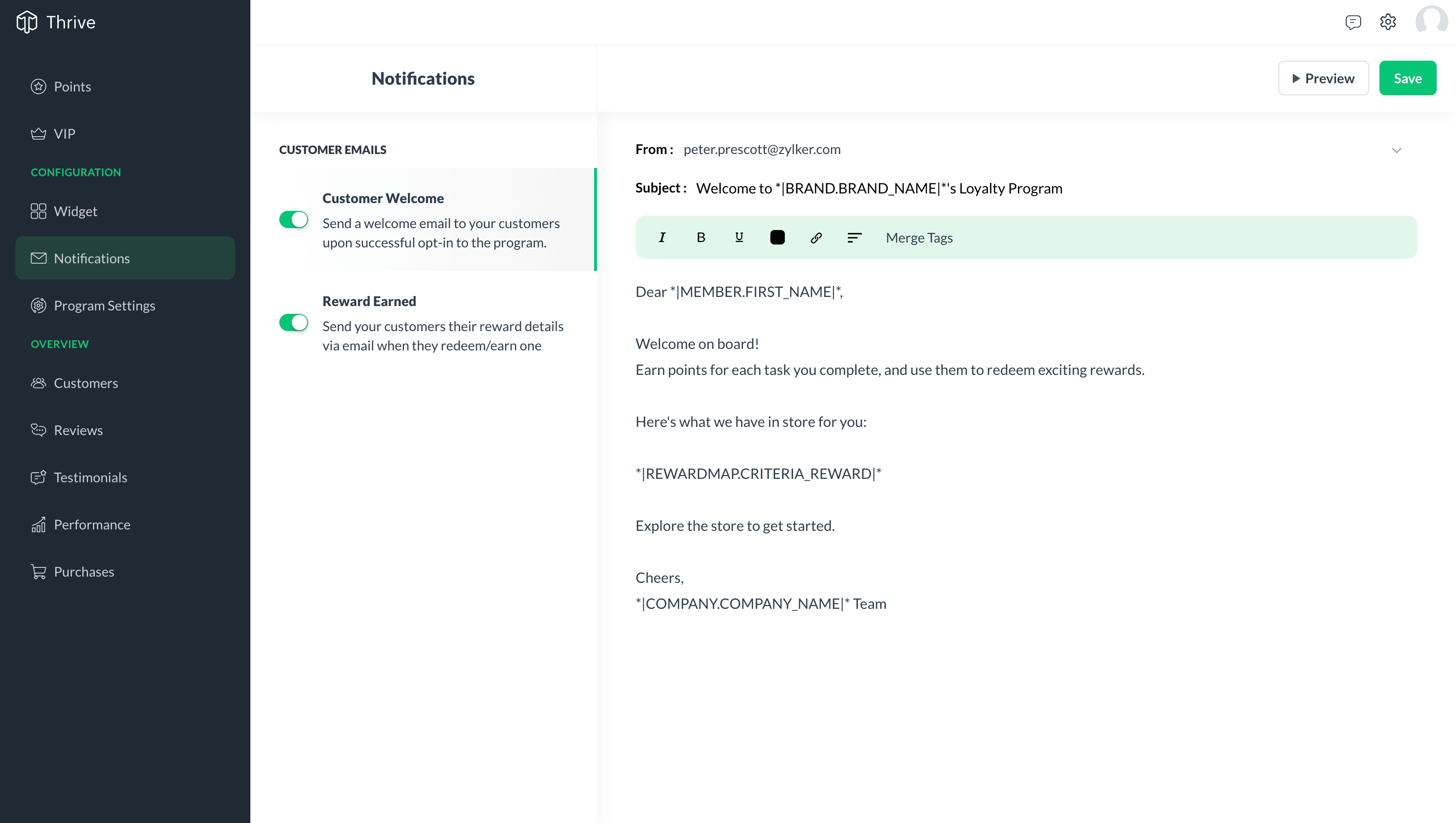 Zoho Thrive - Customer Welcome