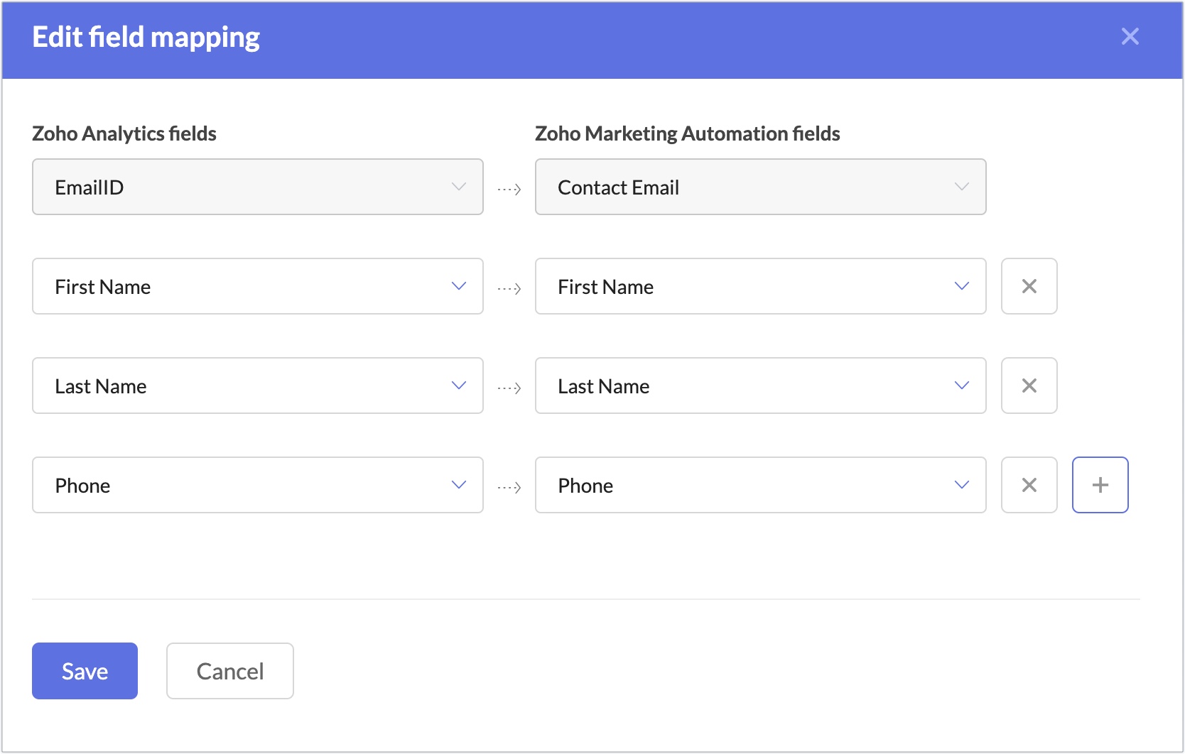 edit field mapping