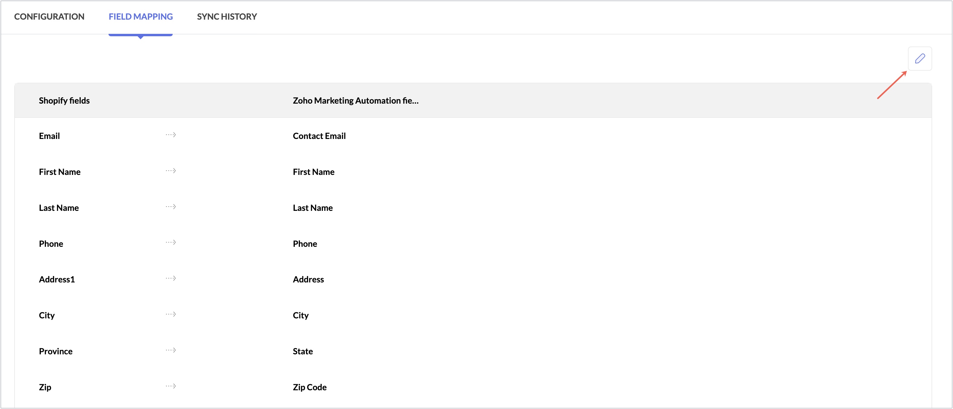 shopify edit field mapping