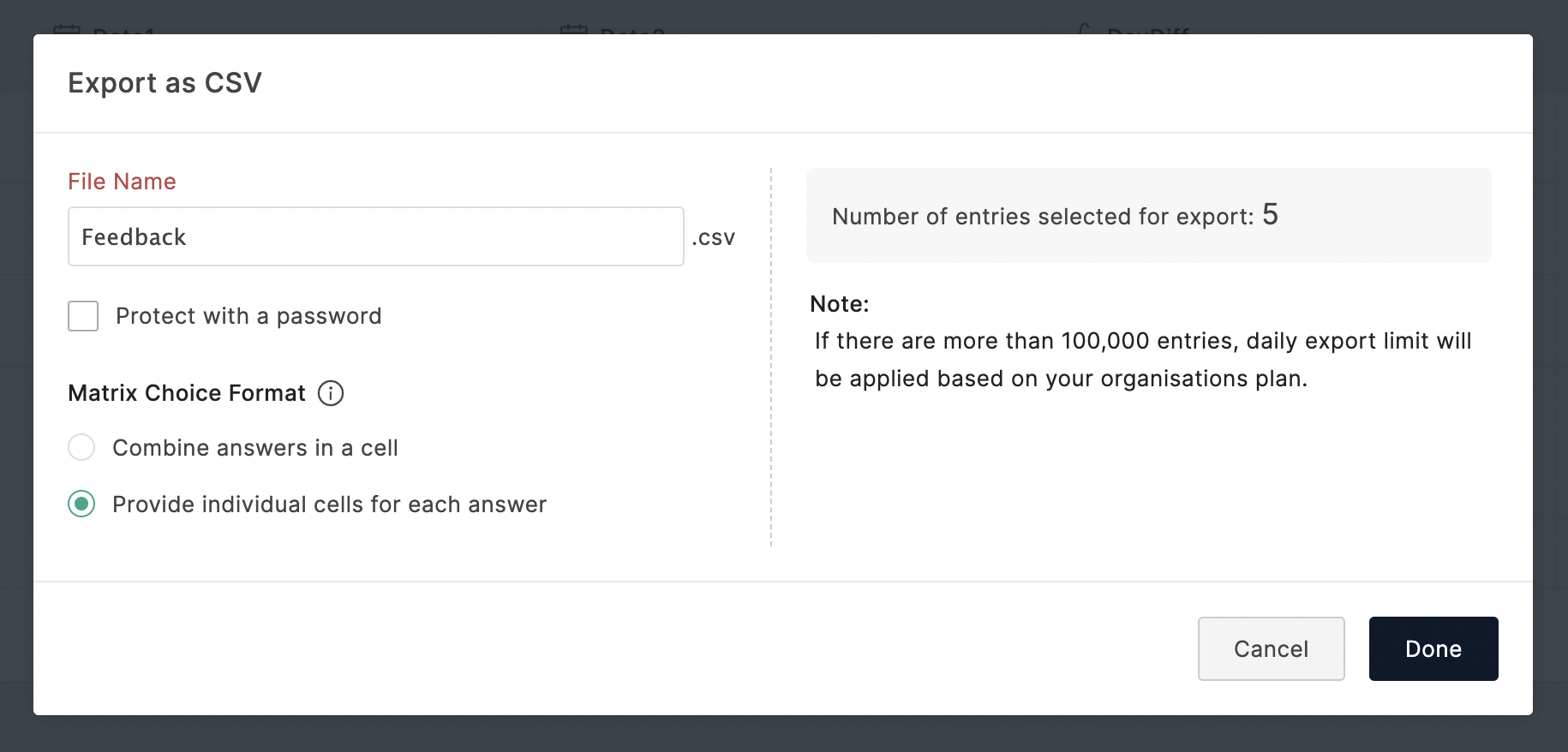 Export Report as CSV