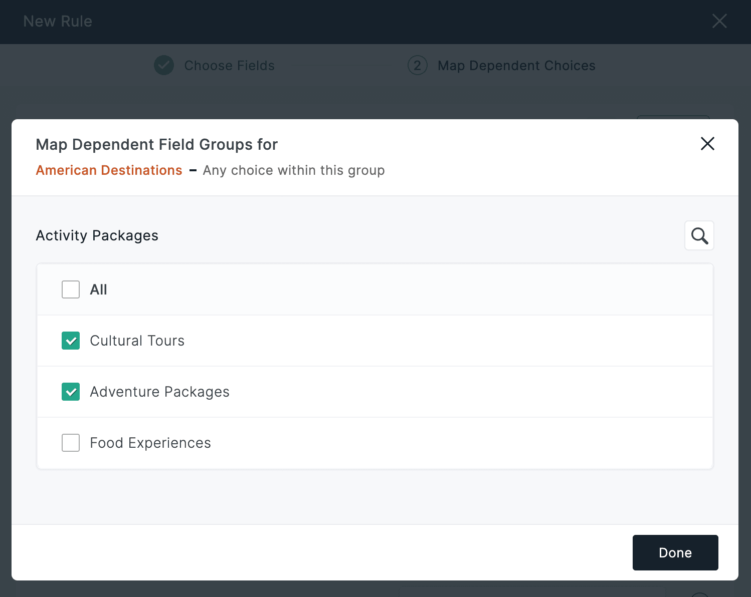 Map Dependent Field Groups